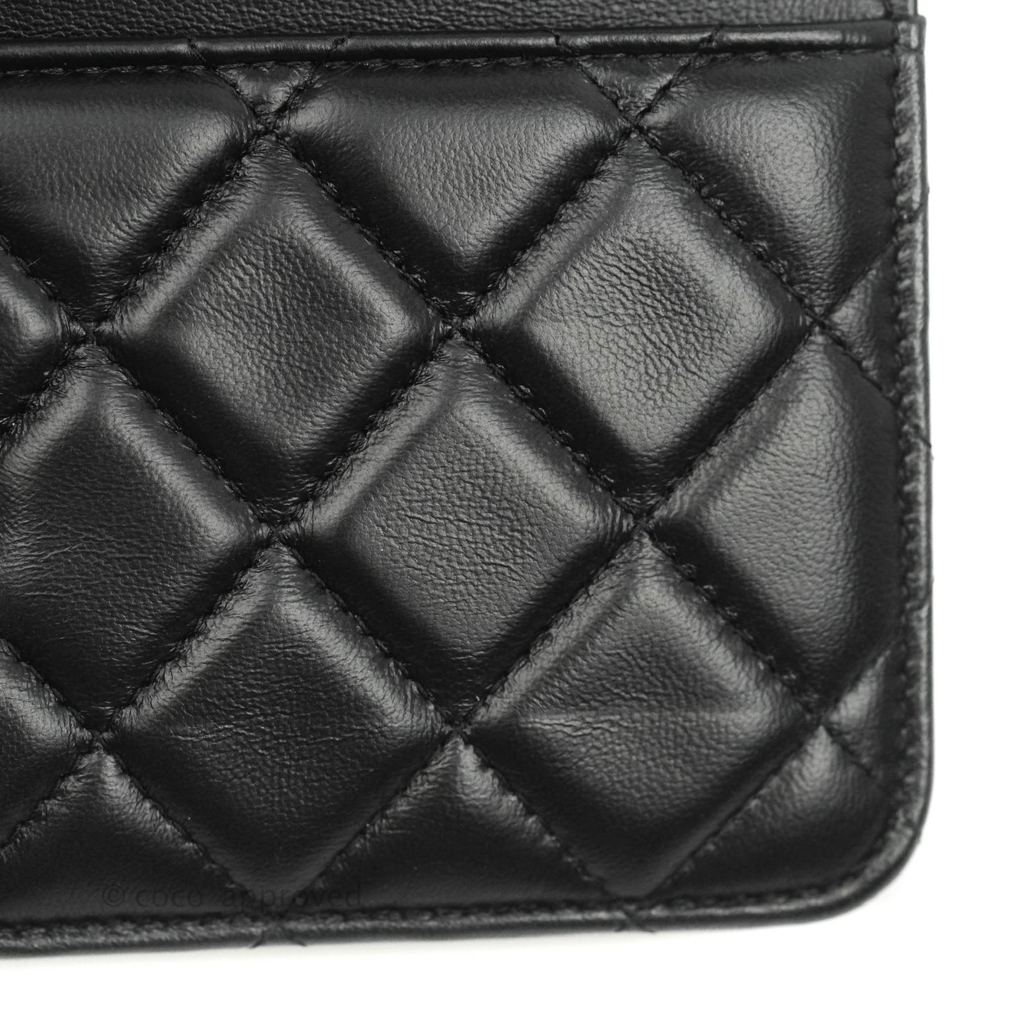 Chanel Quilted Wallet on Chain WOC Chain Around Black Lambskin Aged Gold Hardware