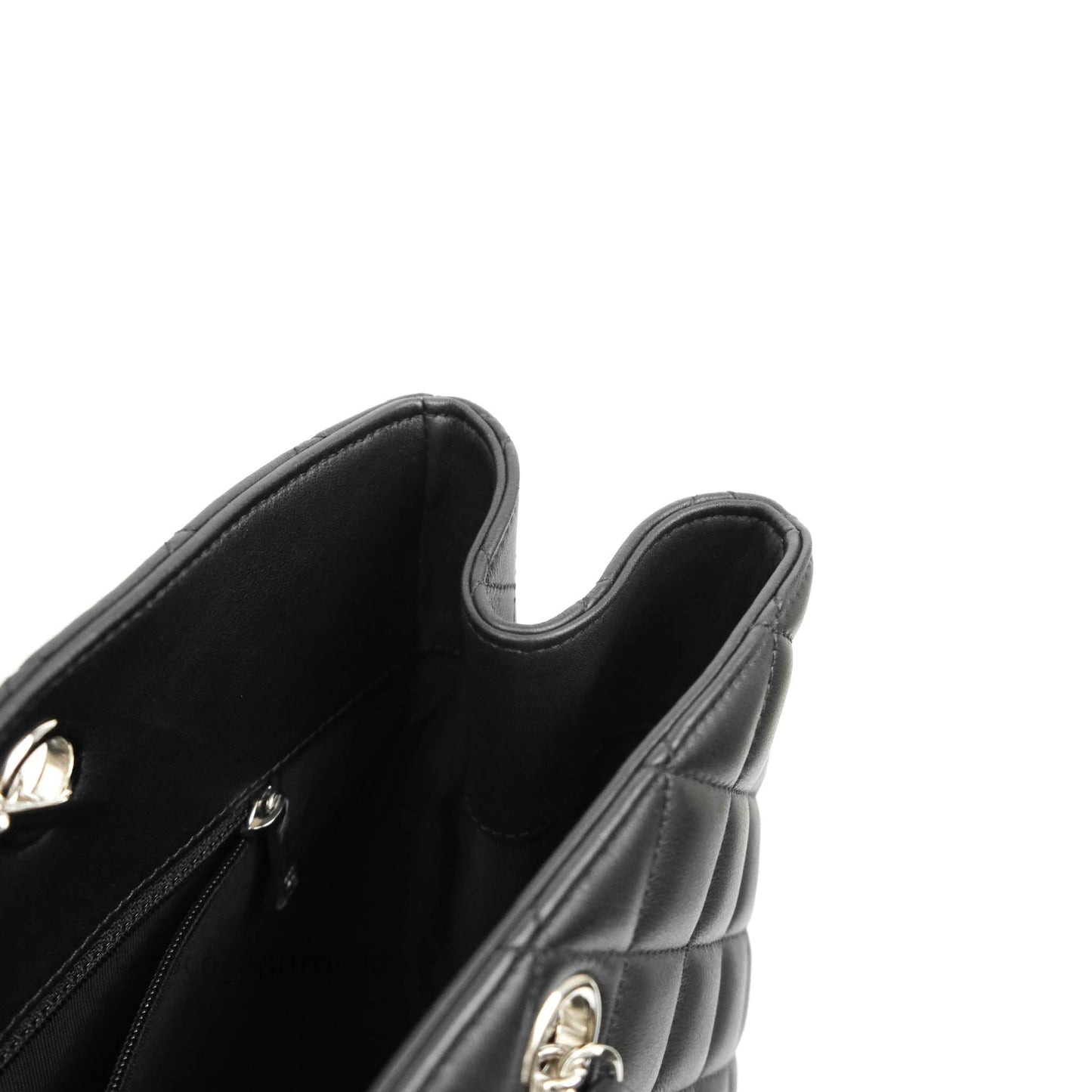 Chanel Classic Quilted Black Calfskin Shopping Bag Silver Hardware
