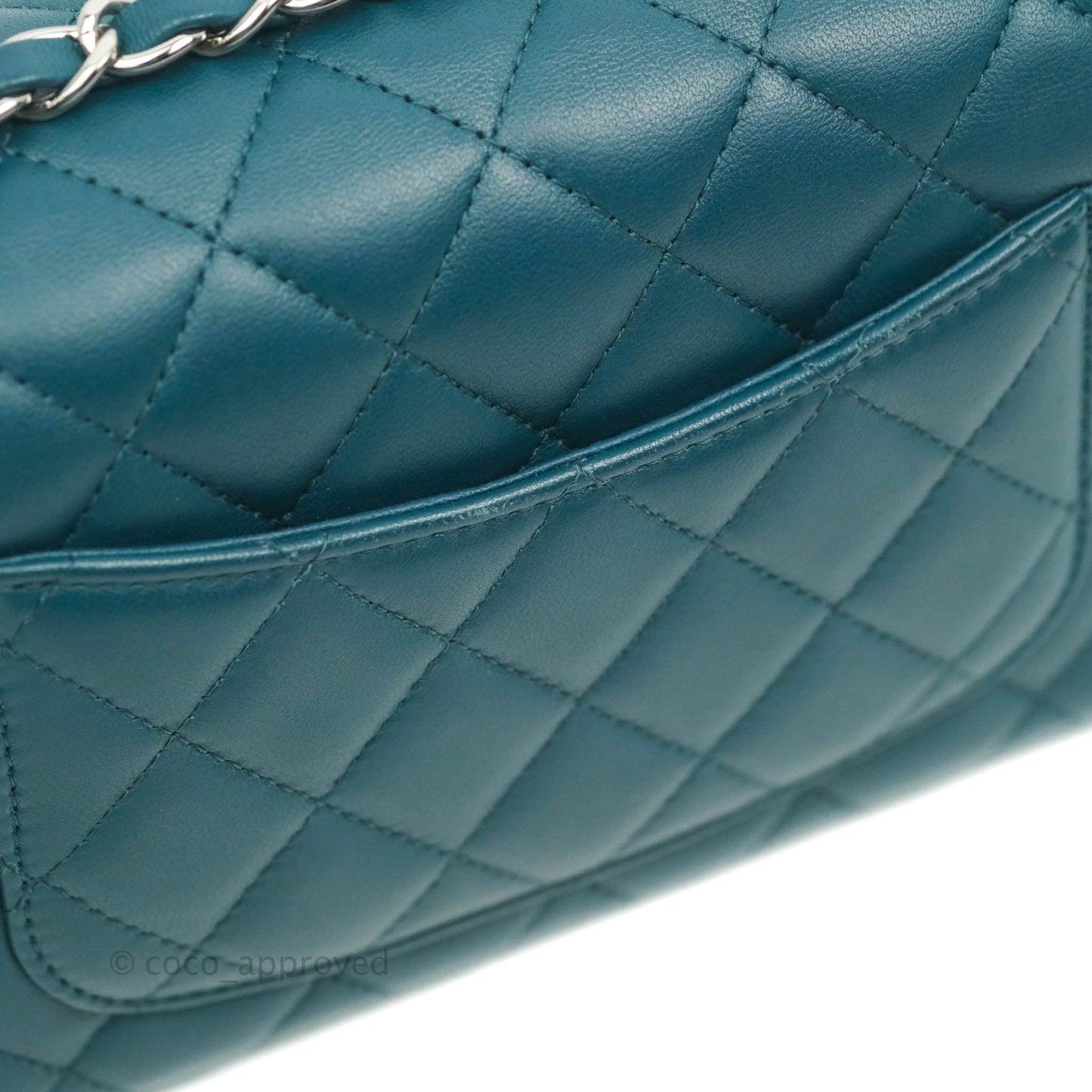 Chanel Classic Mini Rectangular Flap Teal Lambskin Silver Hardware