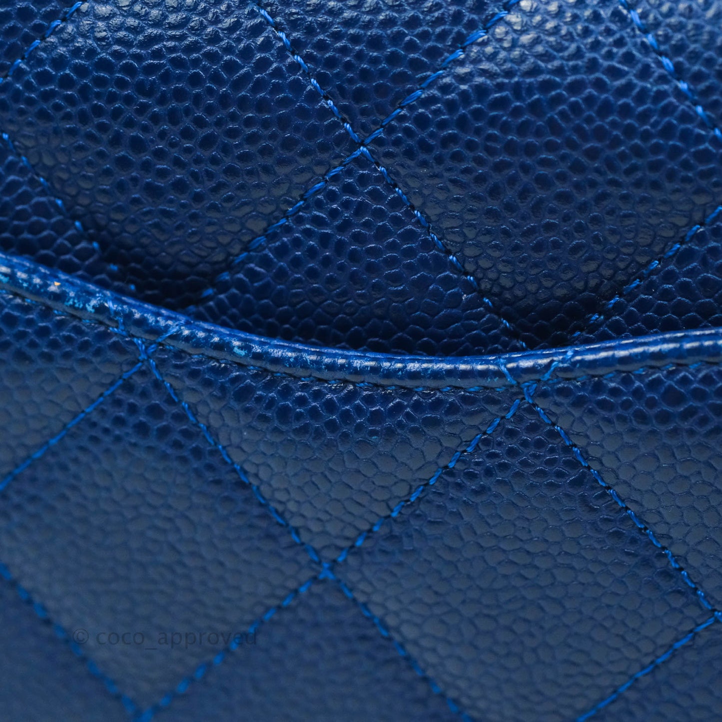 Chanel Mini Carry Around Flap Bag Blue Caviar Aged Gold Hardware