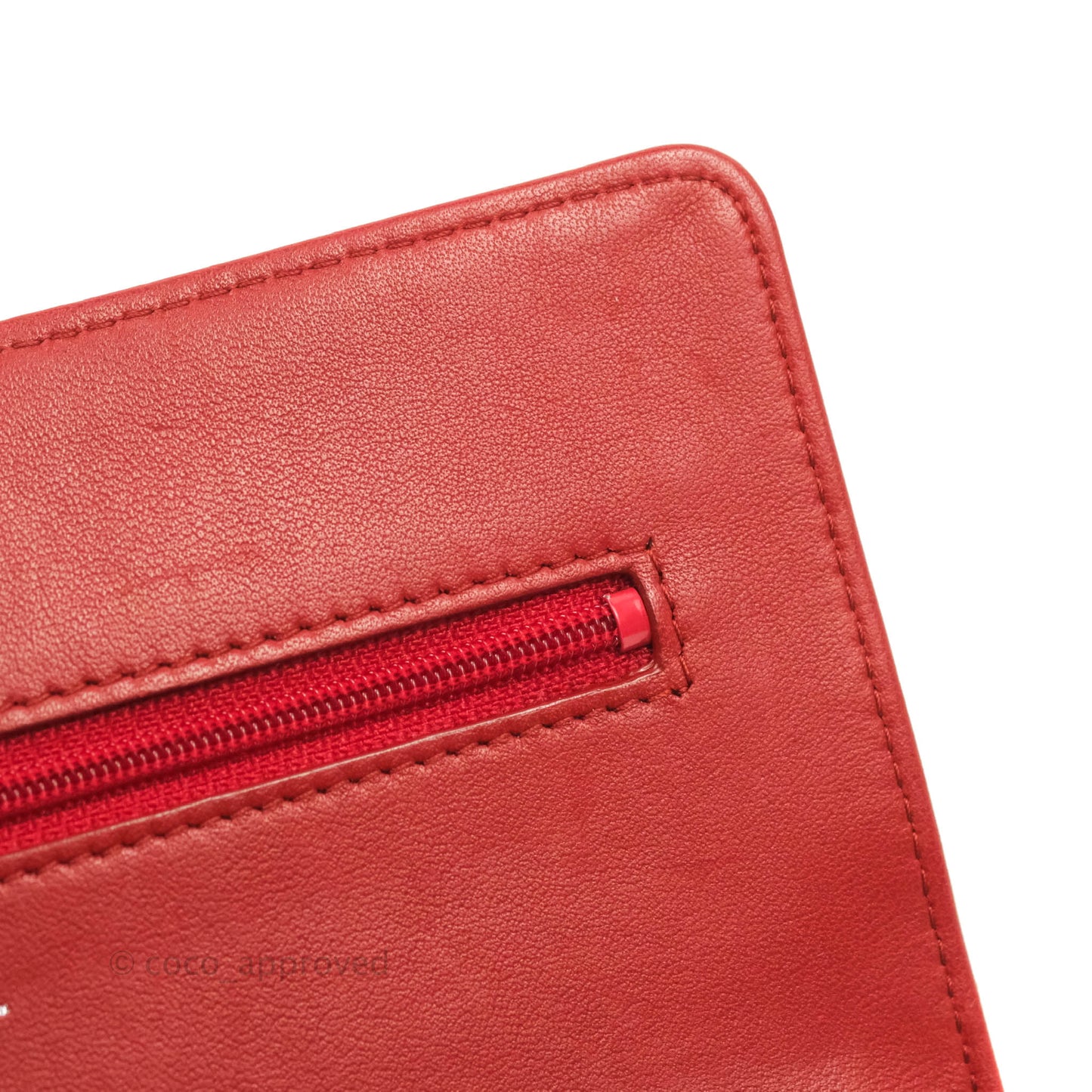 Chanel Quilted Wallet on Chain WOC Red Lambskin Silver Hardware
