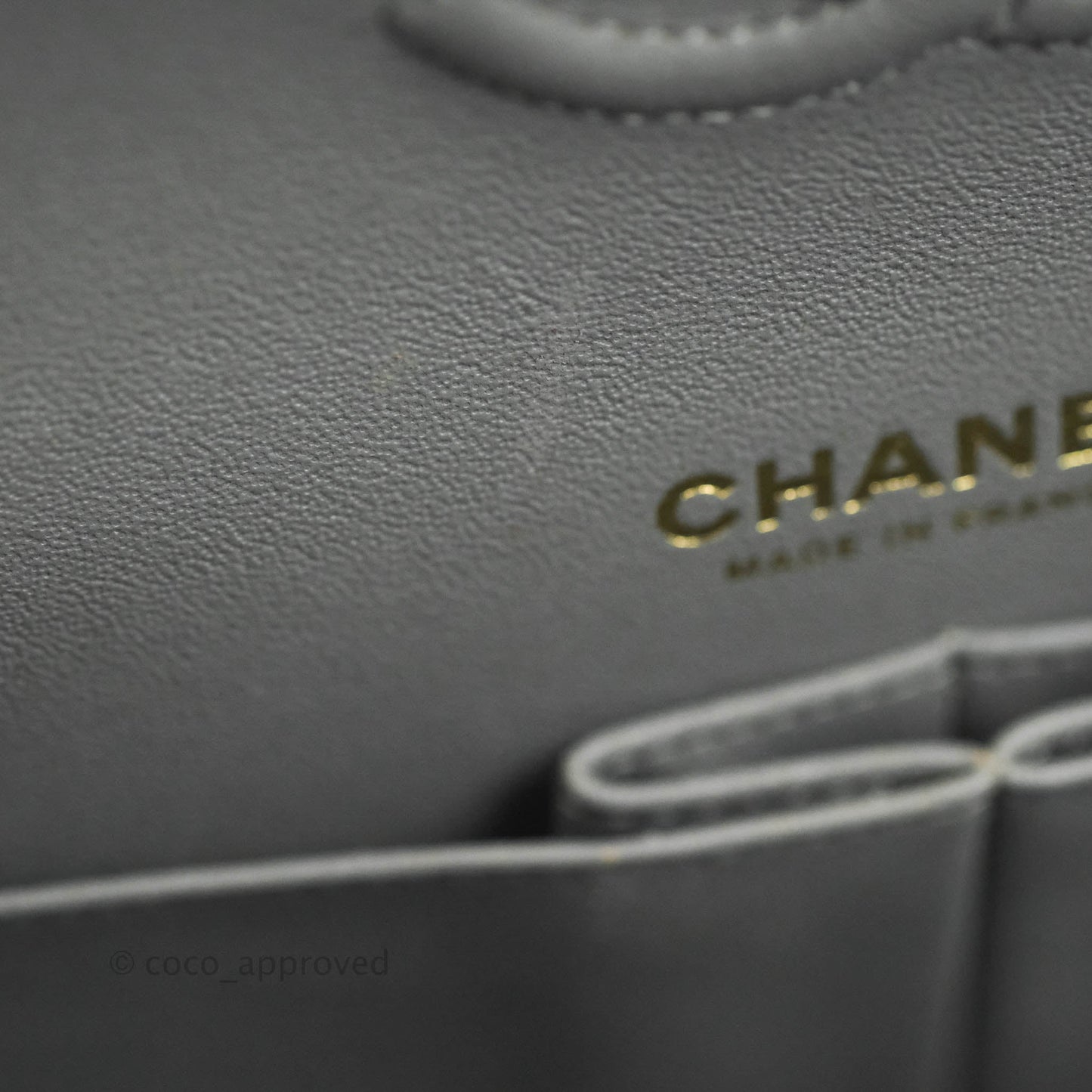 Chanel Small Classic Quilted Flap Grey Caviar Gold Hardware 20C