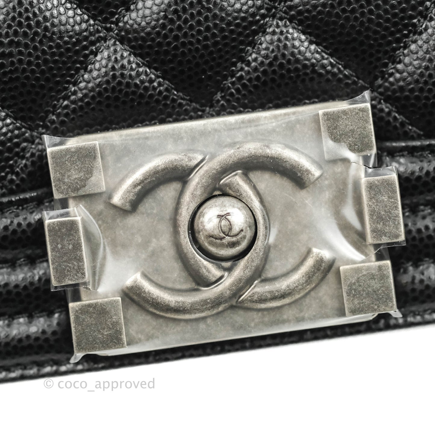 Chanel Quilted Medium Boy Bag Black Caviar Ruthenium Hardware