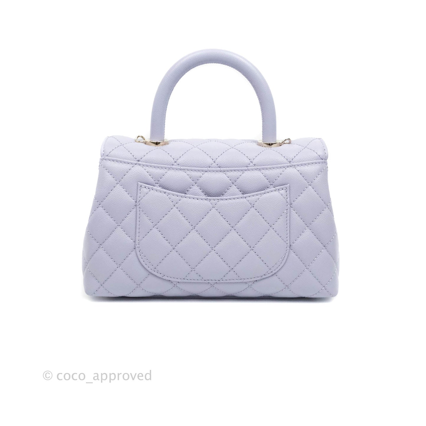 Chanel Small Coco Handle Chevron Purple Lilac Caviar Gold Hardware 21K