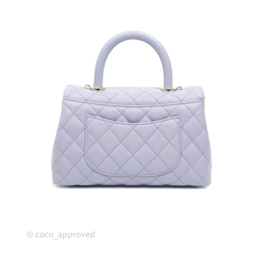 Chanel Small Coco Handle Chevron Purple Lilac Caviar Gold Hardware 21K