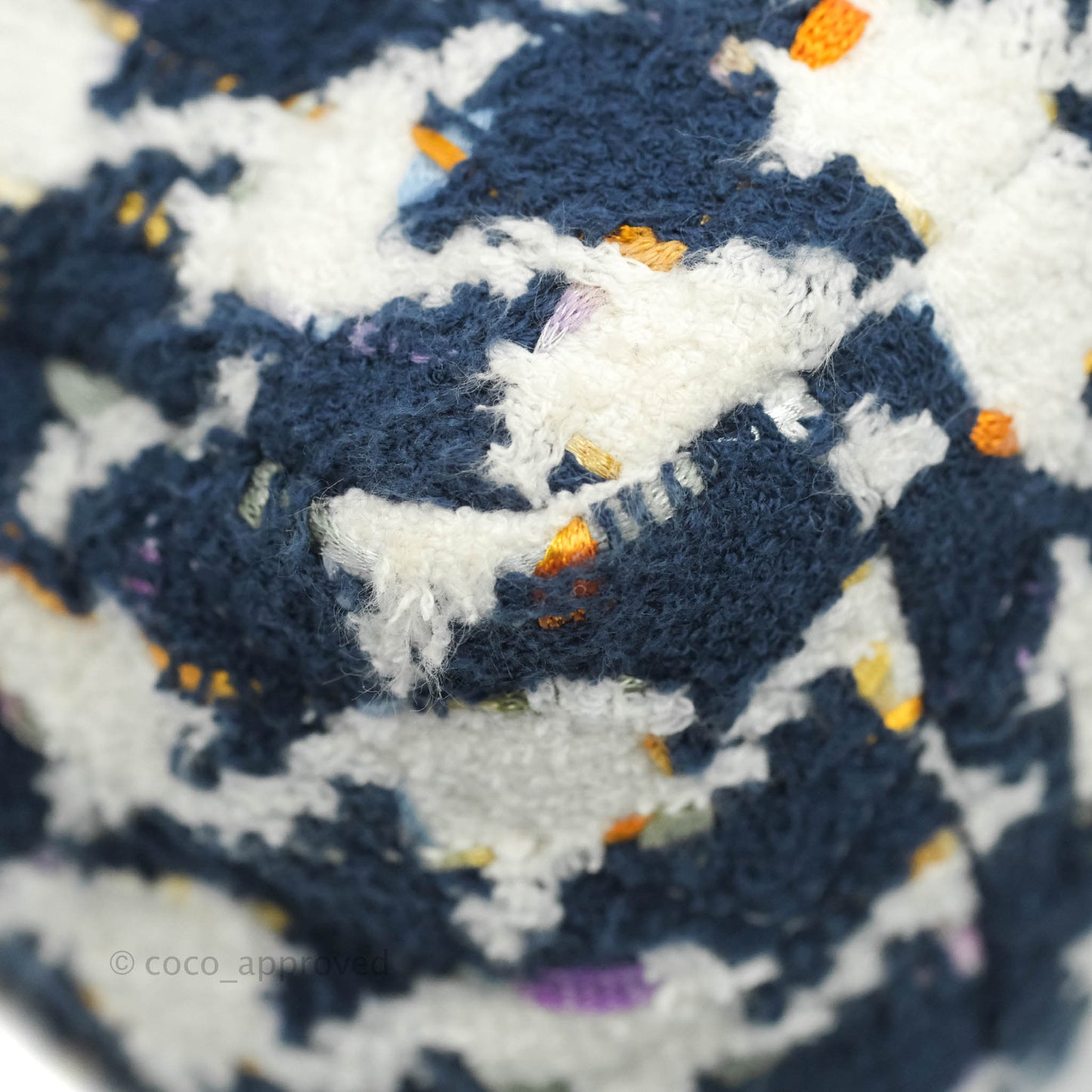 Chanel 19 Small Quilted Houndstooth Tweed Blue White Mixed Hardware