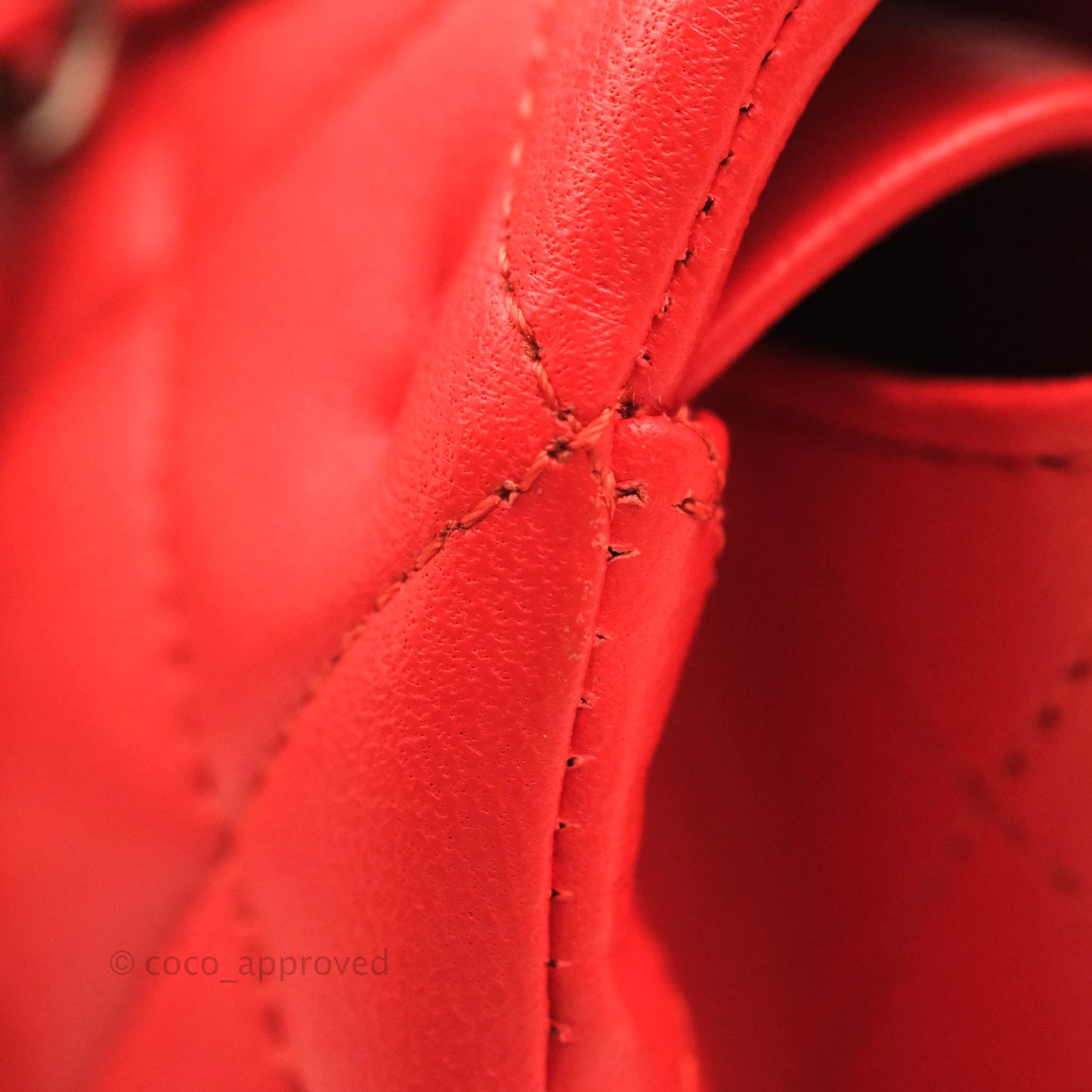 Chanel Classic M/L Medium Double Flap Poppy Red Lambskin Silver Hardware