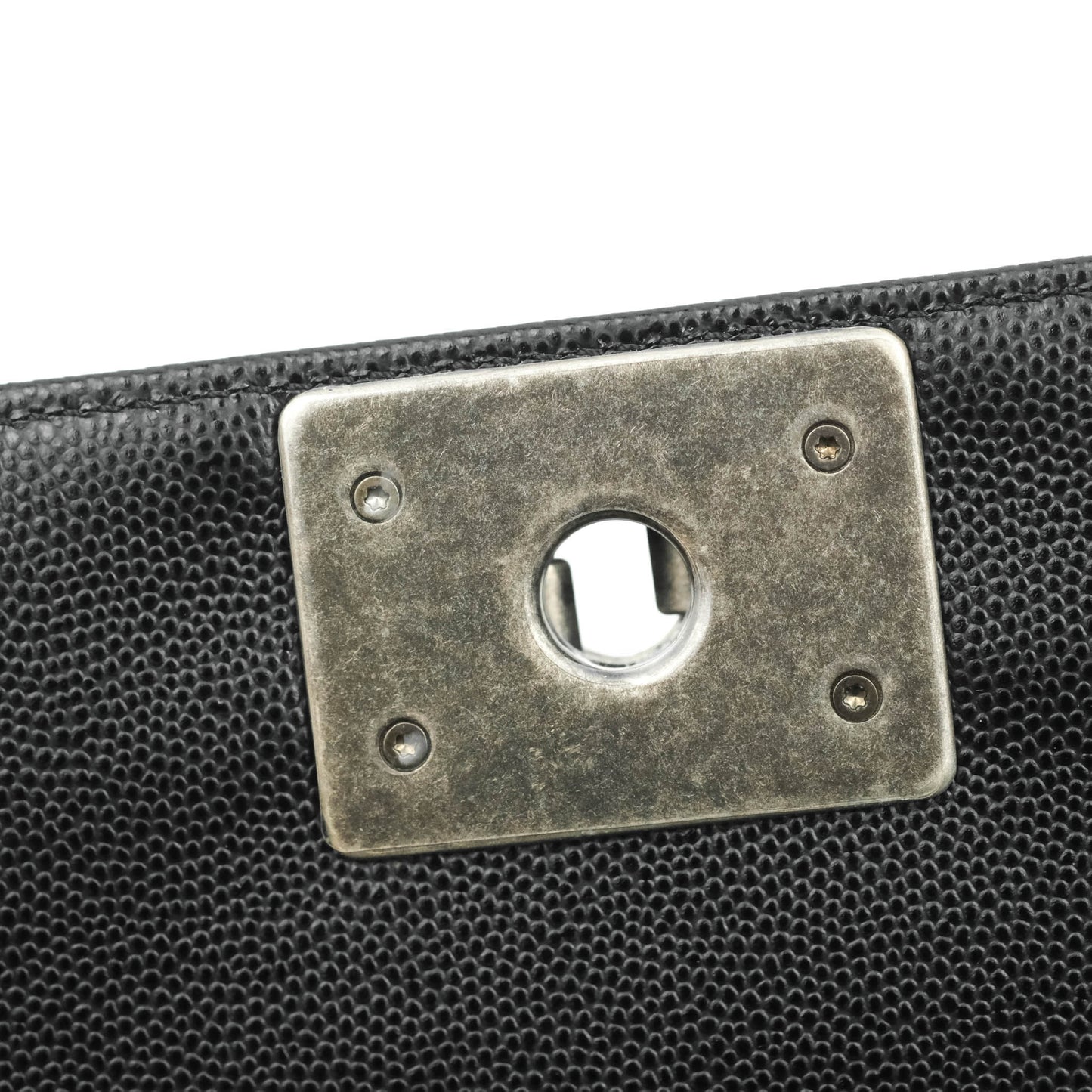 Chanel Quilted Medium Boy Bag Black Caviar Ruthenium Hardware