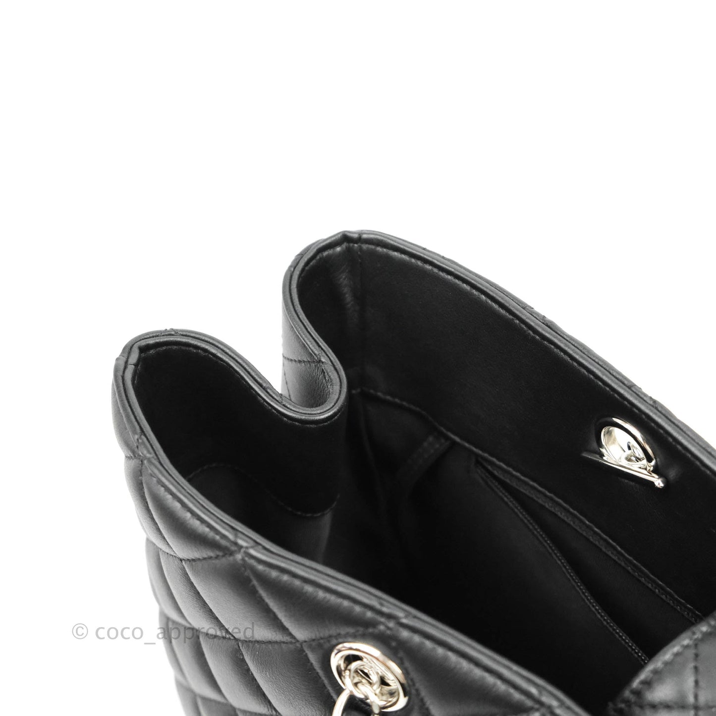 Chanel Classic Quilted Black Calfskin Shopping Bag Silver Hardware