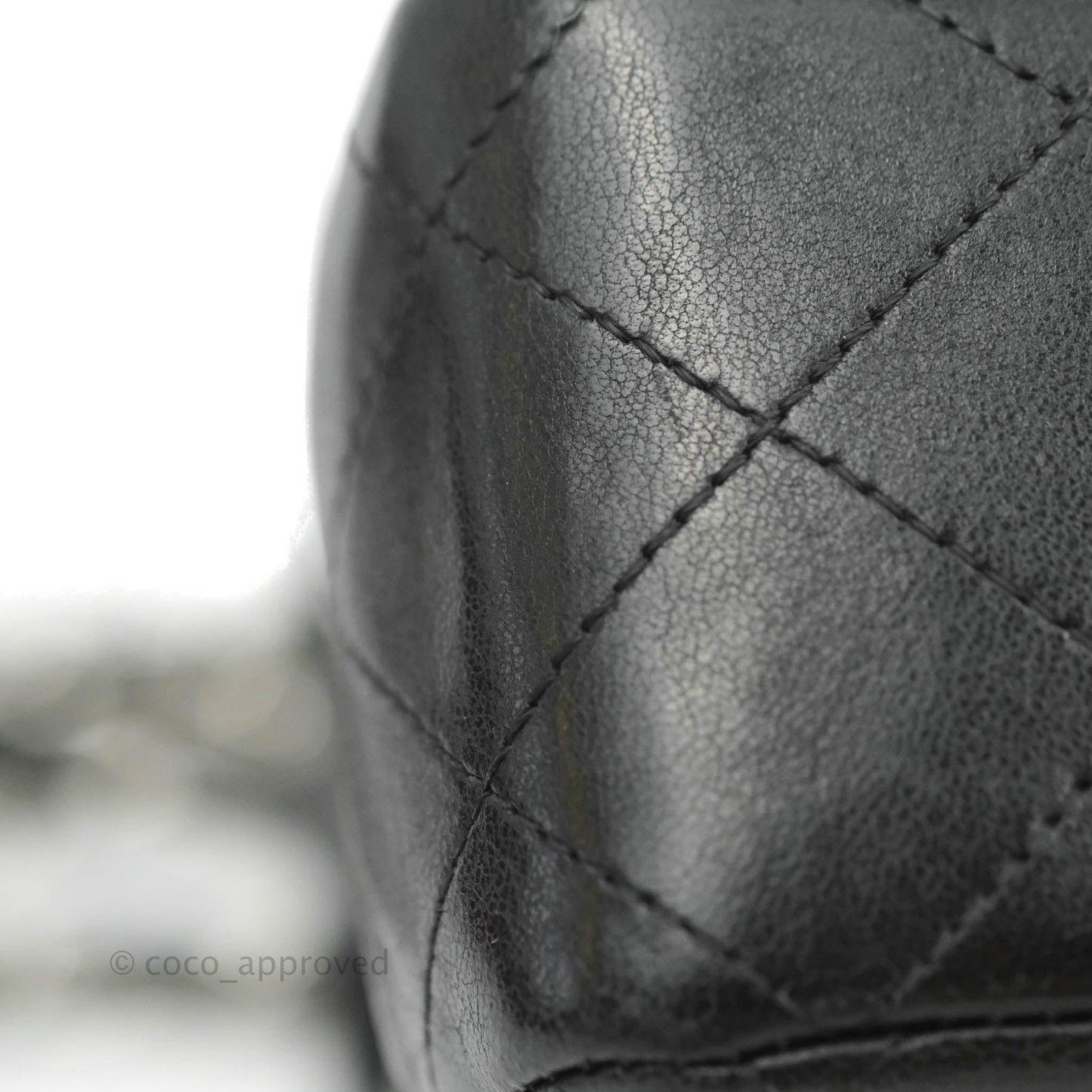 Chanel Classic M/L Medium Double Flap Black Lambskin Silver Hardware