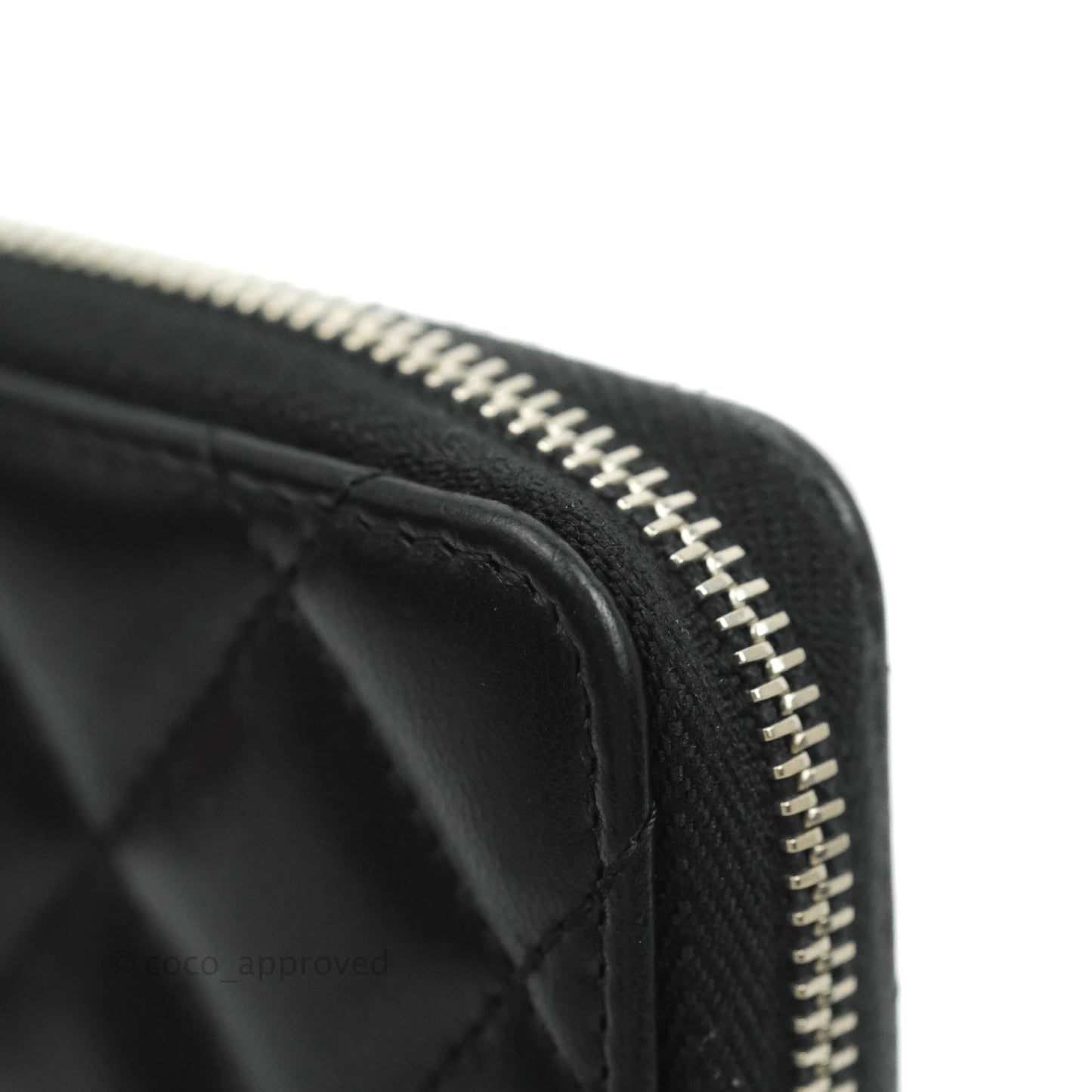 Chanel Classic Zipped Coin Purse Black Lambskin Silver Hardware