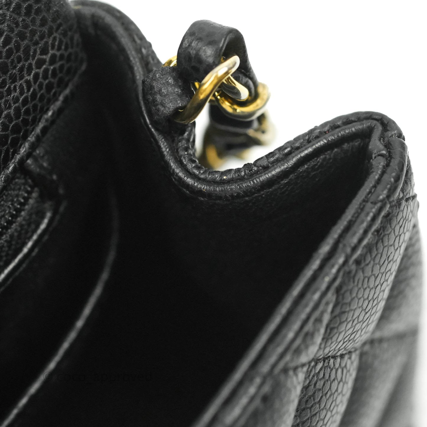 Chanel Quilted Mini Square Flap Bag Black Caviar Aged Gold Hardware