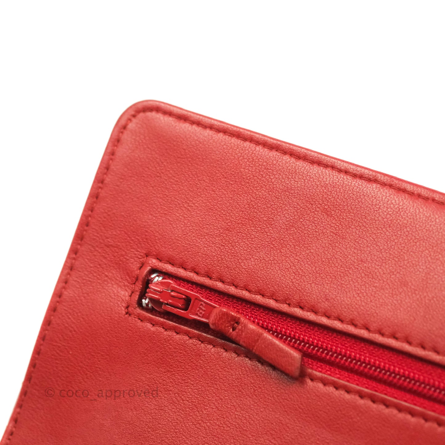 Chanel Quilted Wallet on Chain WOC Red Lambskin Silver Hardware