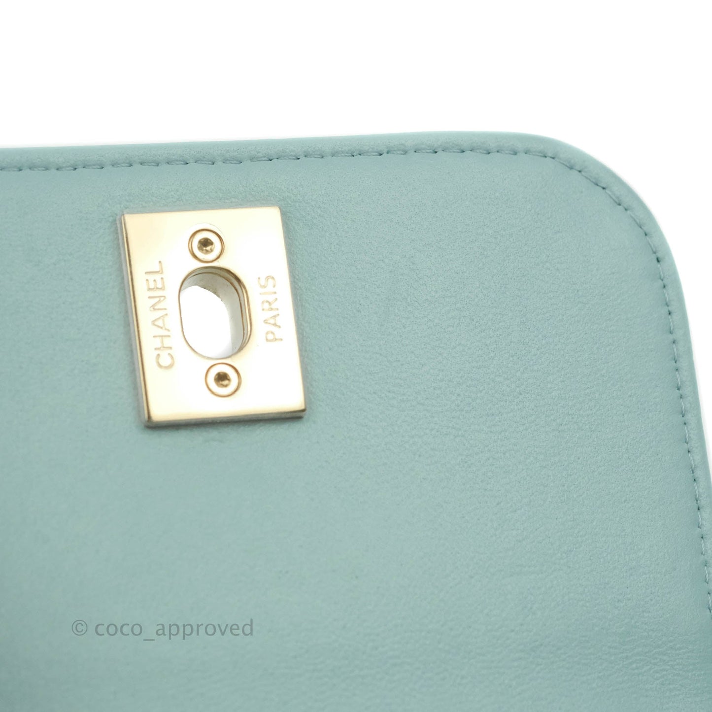 Chanel Mini Quilted Trendy CC Clutch With Chain Tiffany Blue Lambskin Gold Hardware
