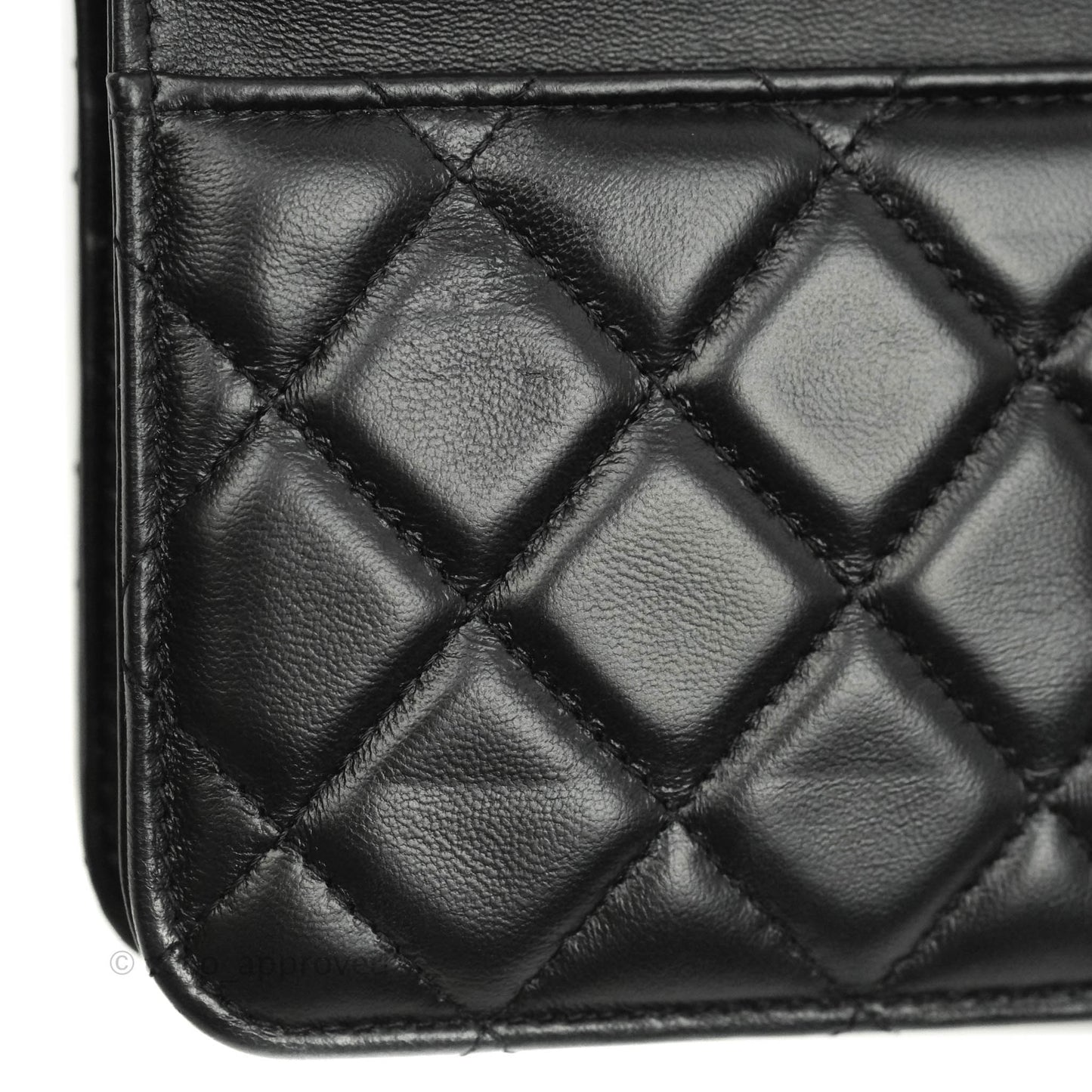 Chanel Quilted Wallet on Chain WOC Chain Around Black Lambskin Aged Gold Hardware