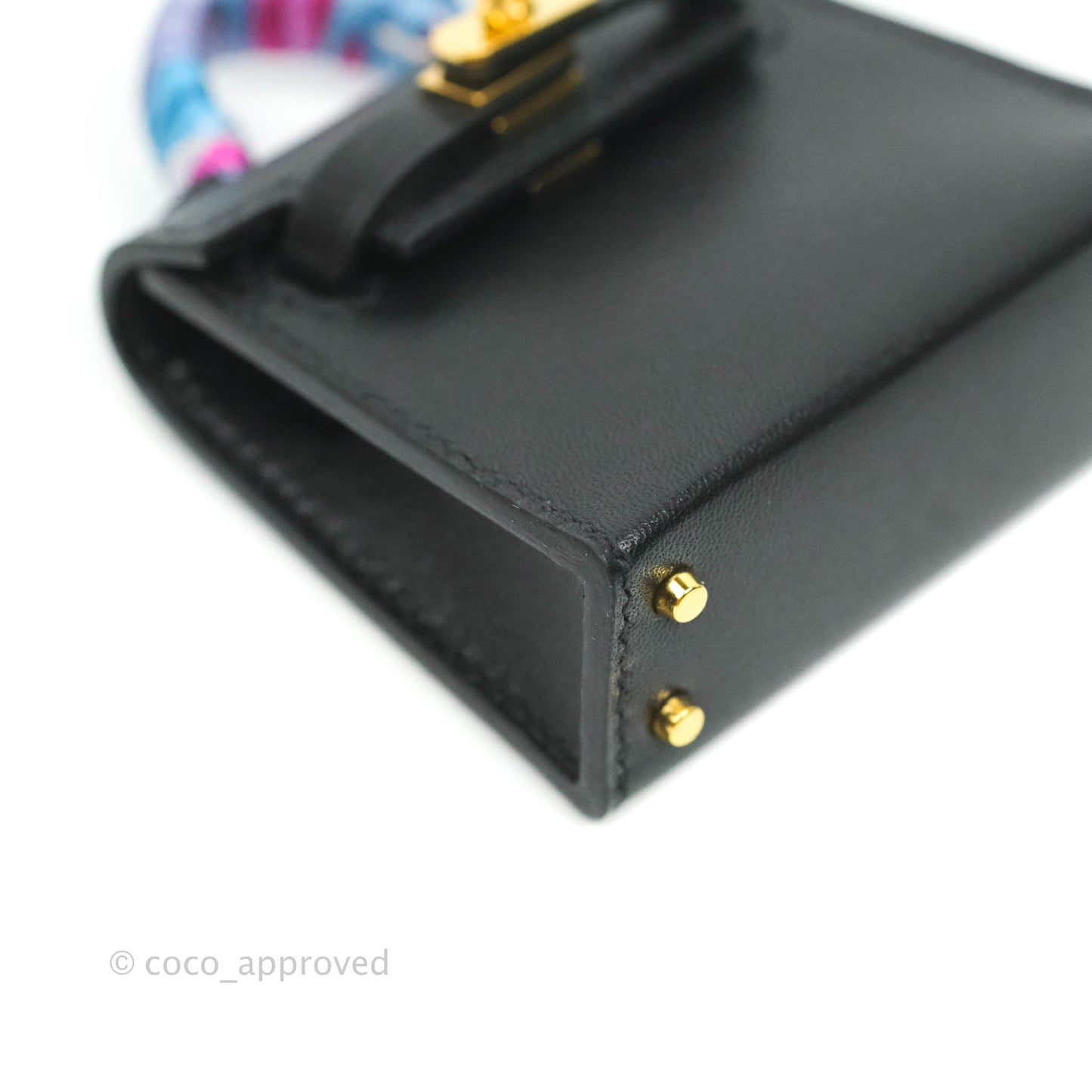 Hermès Kelly Twilly Around Bag Charm Black Tadelakt Gold Hardware