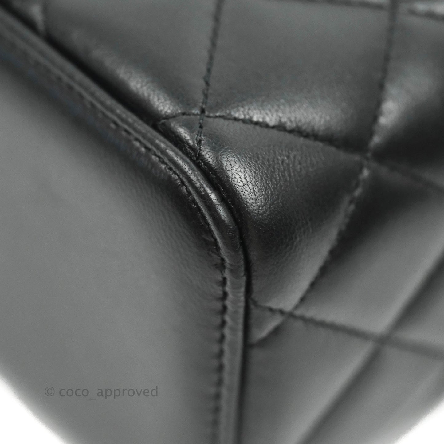 Chanel Classic Vanity Rectangular Top Handle With Chain Black Lambskin Gold Hardware