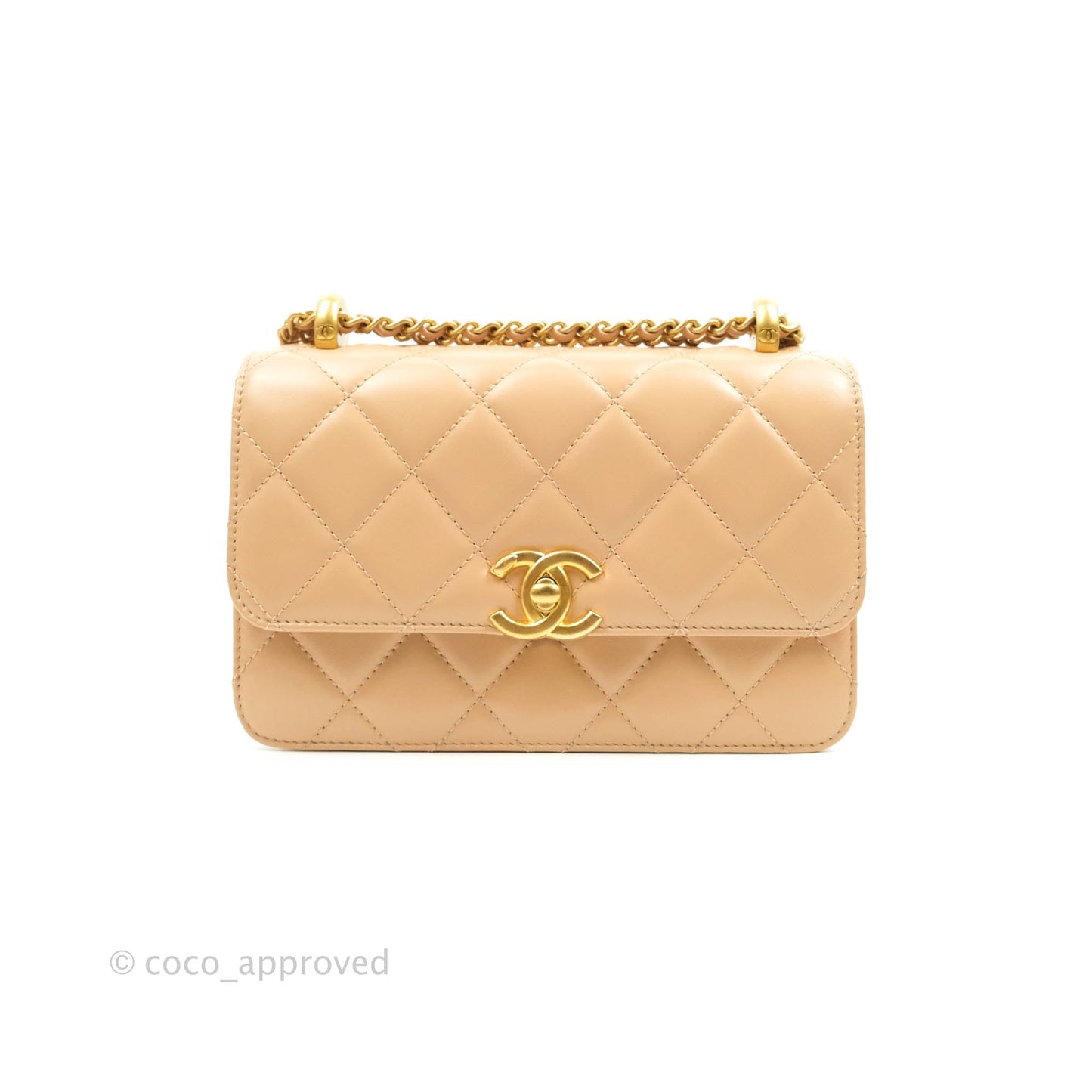 Chanel Quilted Mini Perfect Fit Adjustable Beige Calfskin Gold Hardware 21A