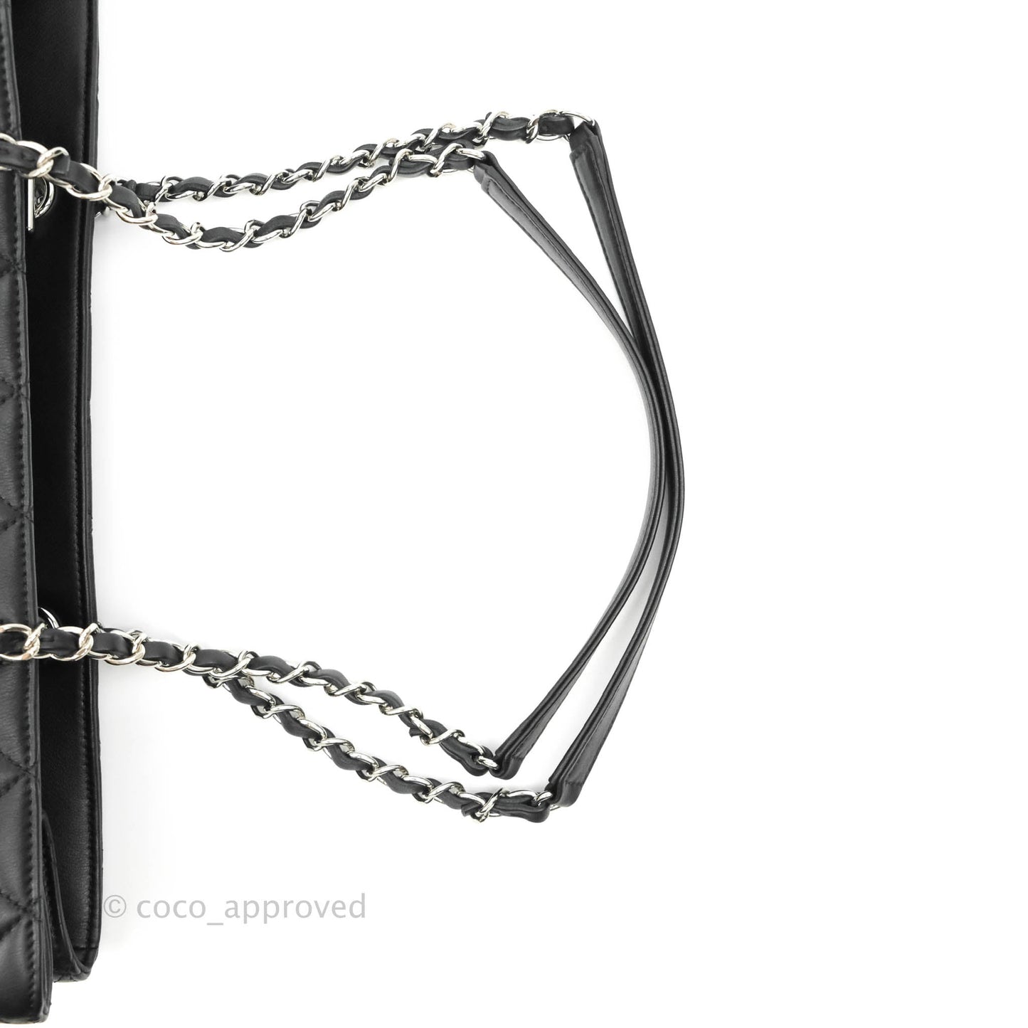 Chanel Classic Quilted Black Calfskin Shopping Bag Silver Hardware