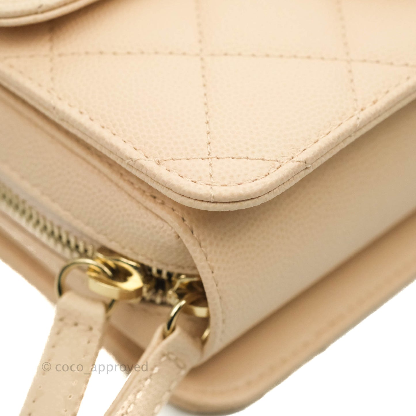 Chanel Quilted Small Like The Wallet Flap Light Beige Caviar Light Gold Hardware 22C