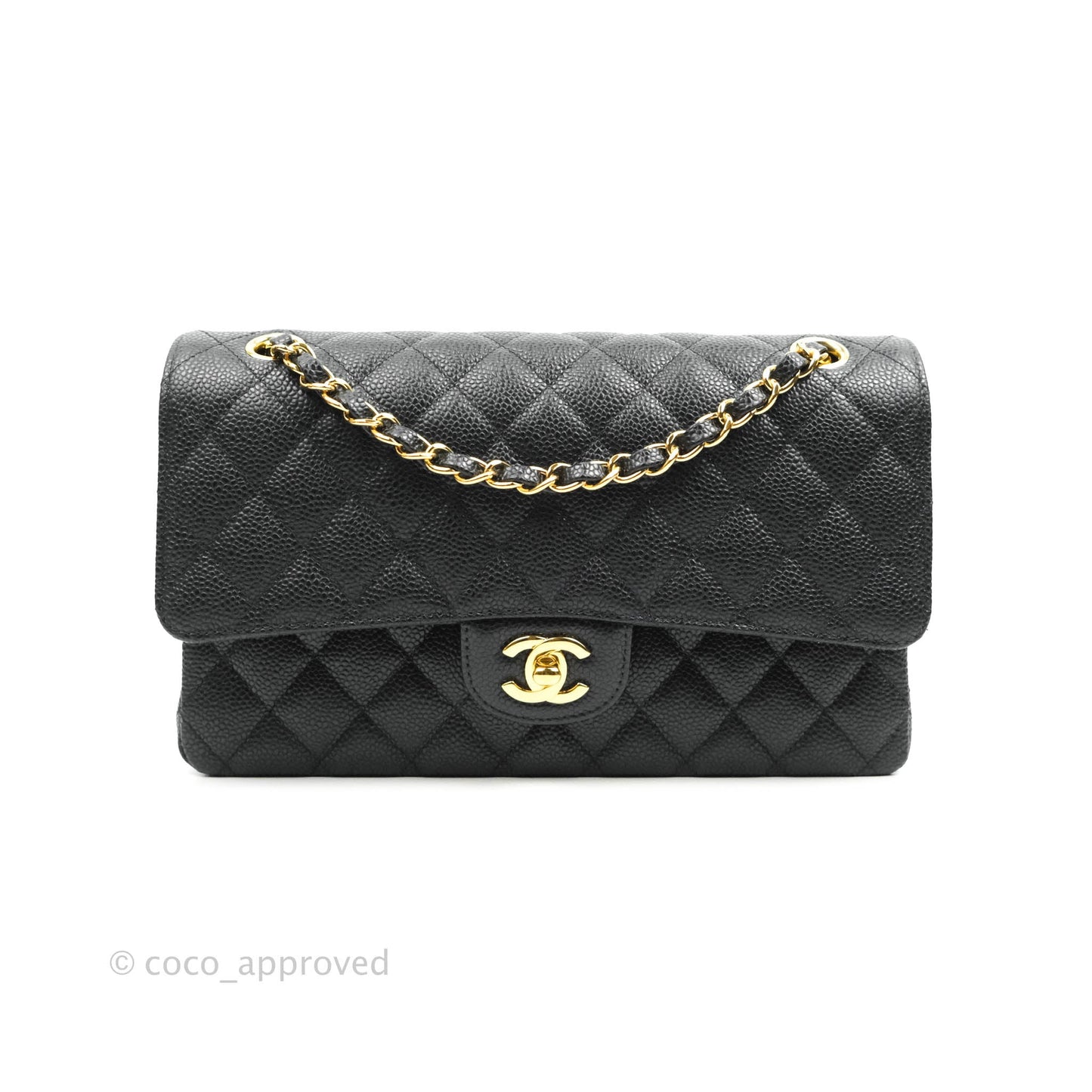 Chanel Medium M/L Quilted Classic Flap Black Caviar Gold Hardware