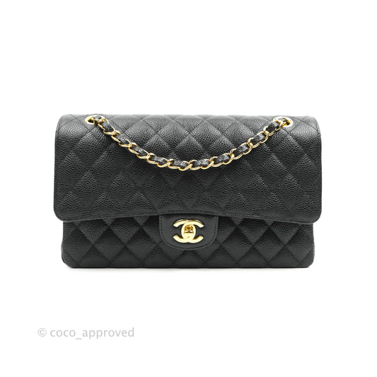 Chanel Medium M/L Quilted Classic Flap Black Caviar Gold Hardware