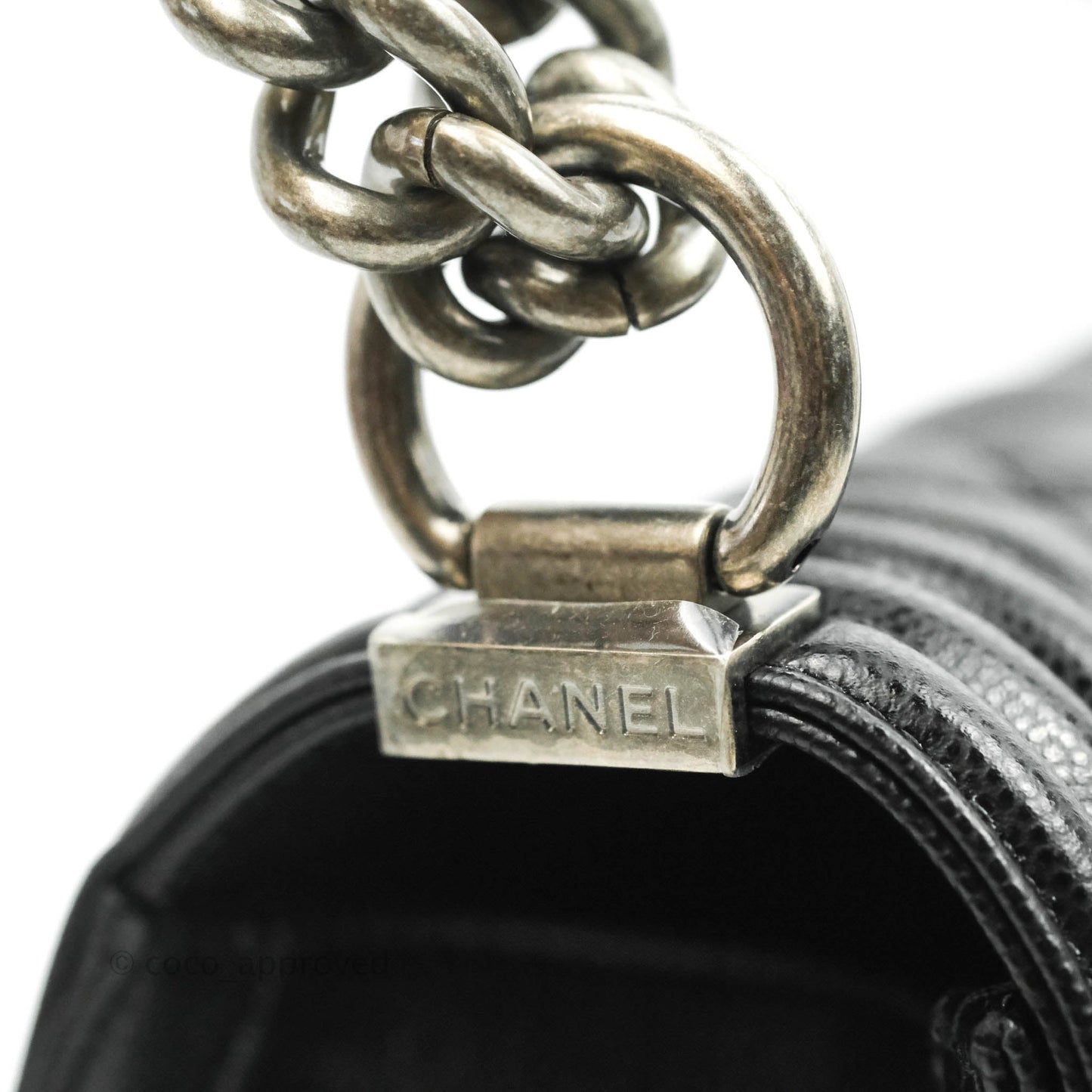 Chanel Quilted Medium Boy Bag Black Caviar Ruthenium Hardware