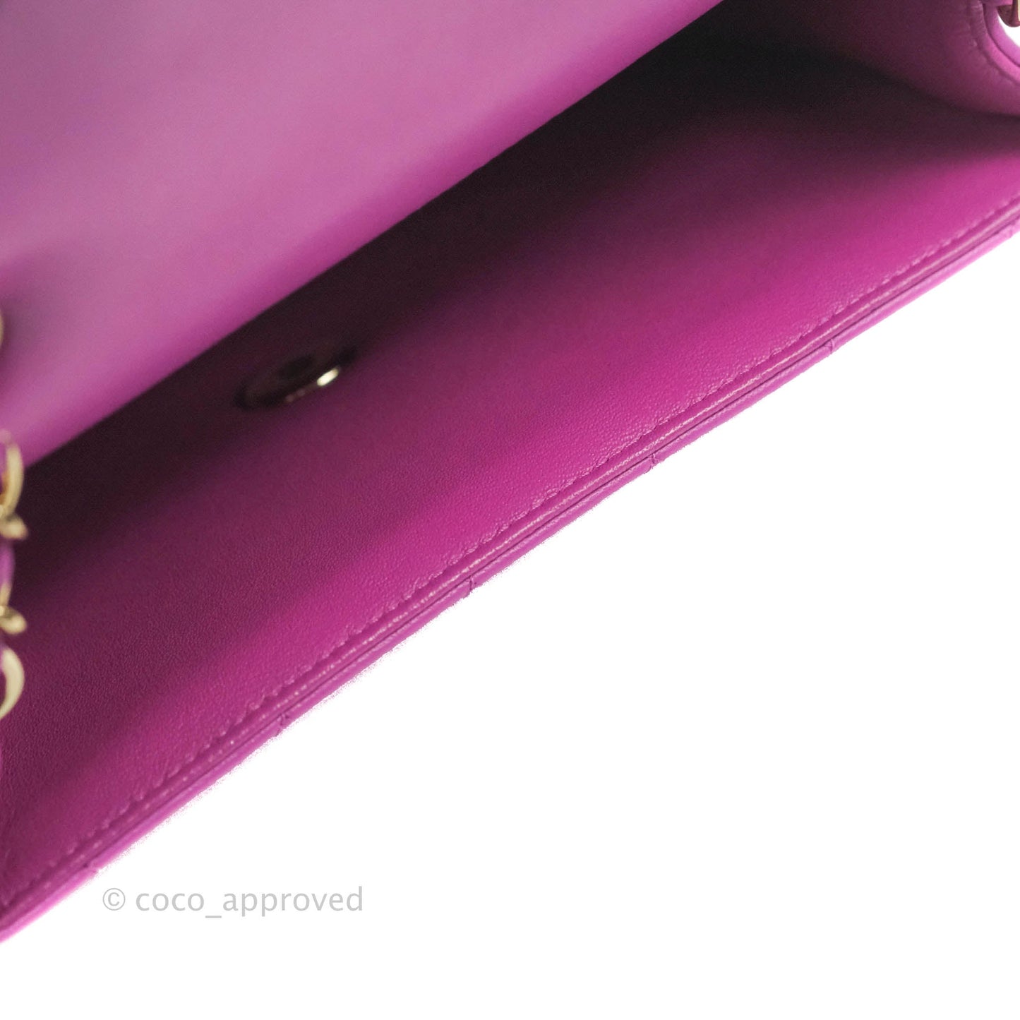 Chanel Quilted Mini Rectangular Purple Lambskin Gold Hardware