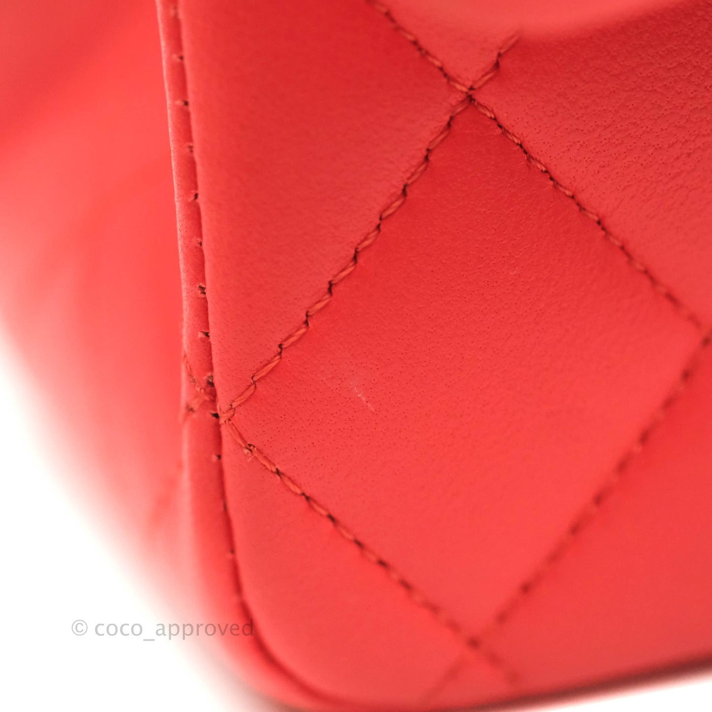 Chanel Classic M/L Medium Double Flap Poppy Red Lambskin Silver Hardware