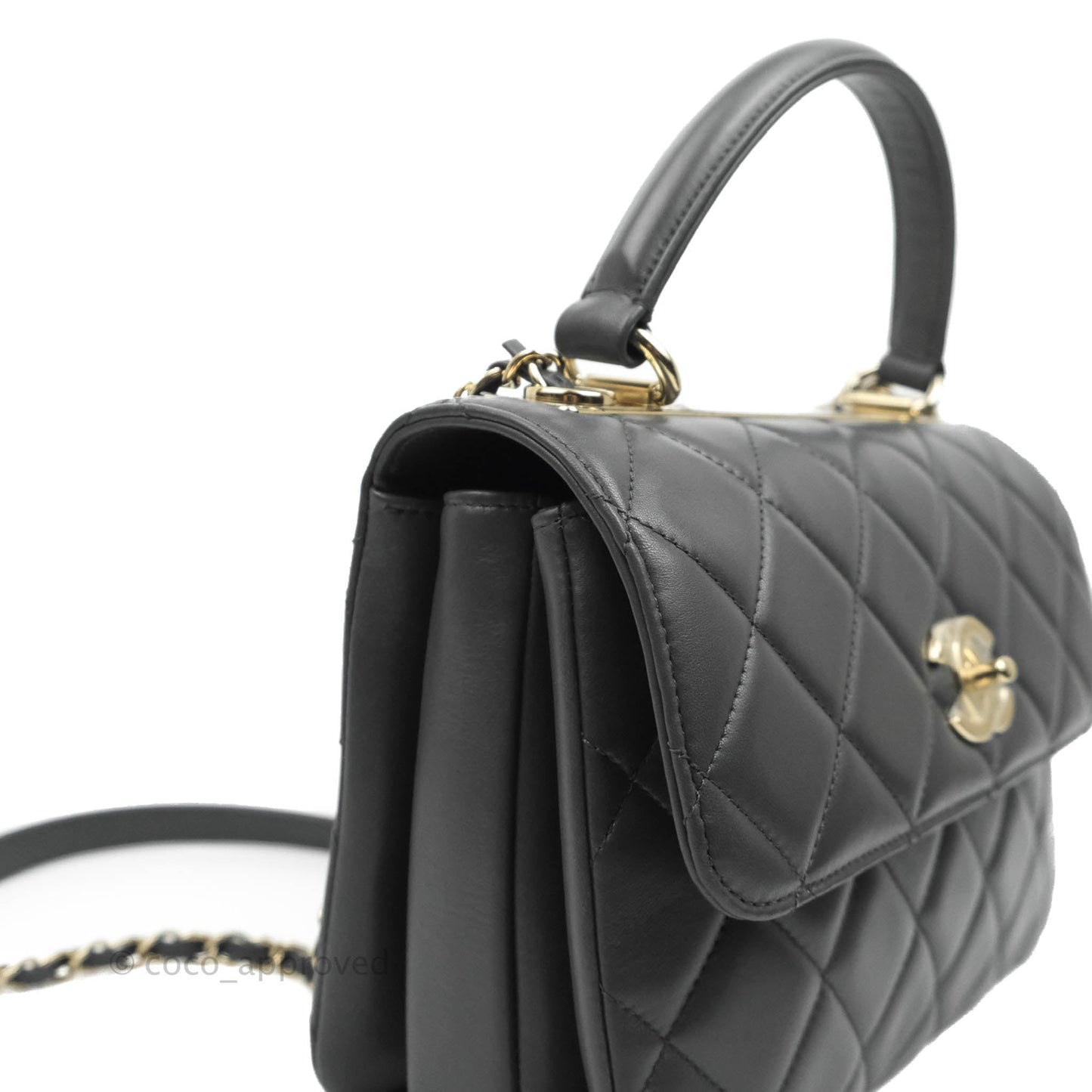 Chanel Small Trendy CC Dark Grey Lambskin Gold Hardware 21K