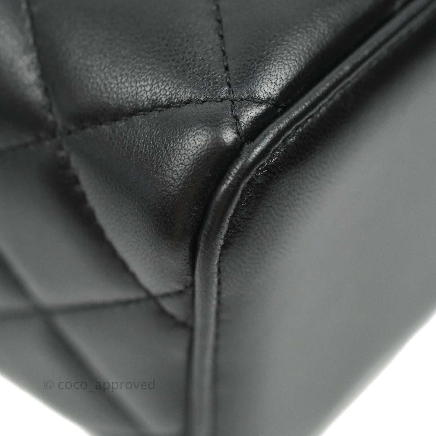 Chanel Classic Vanity Rectangular Top Handle With Chain Black Lambskin Gold Hardware