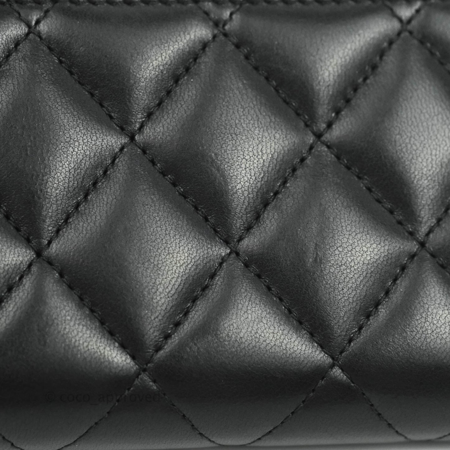 Chanel Classic Zipped Coin Purse Black Lambskin Silver Hardware