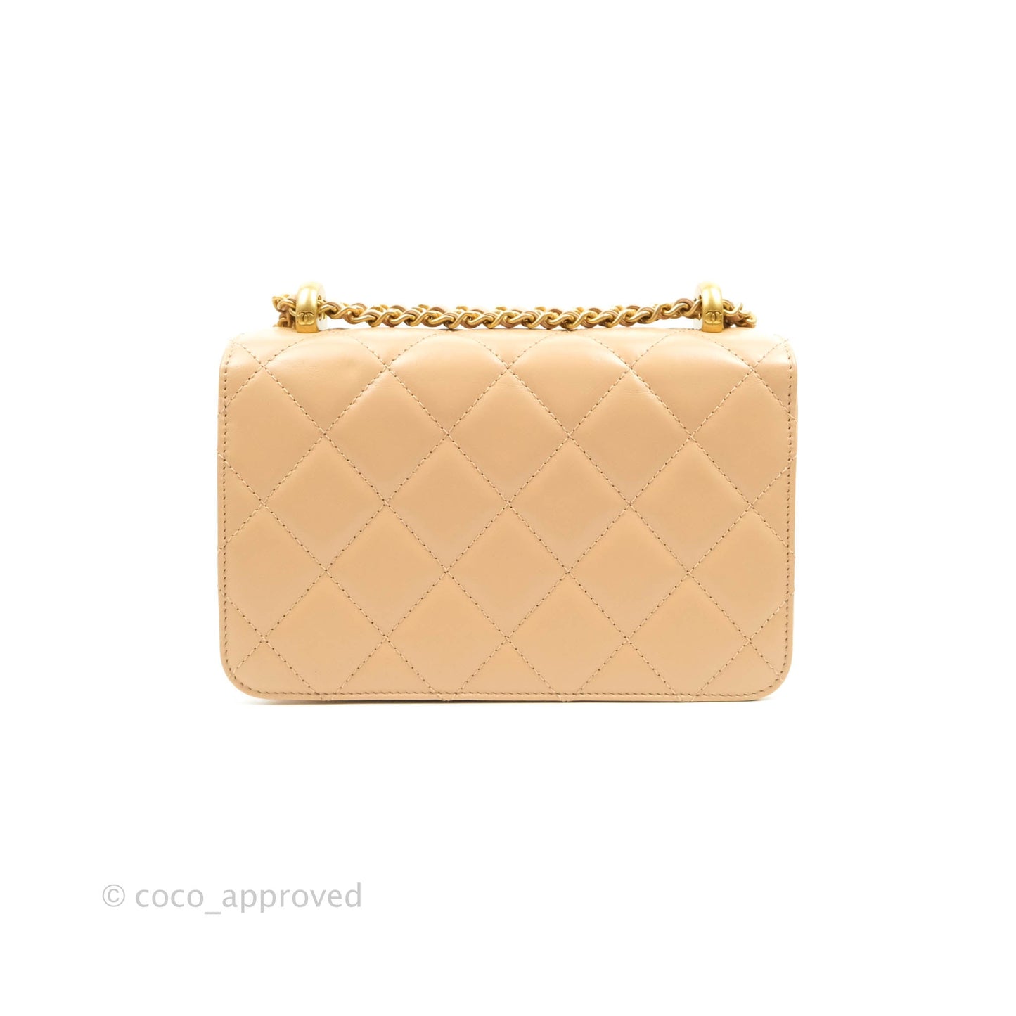Chanel Quilted Mini Perfect Fit Adjustable Beige Calfskin Gold Hardware 21A