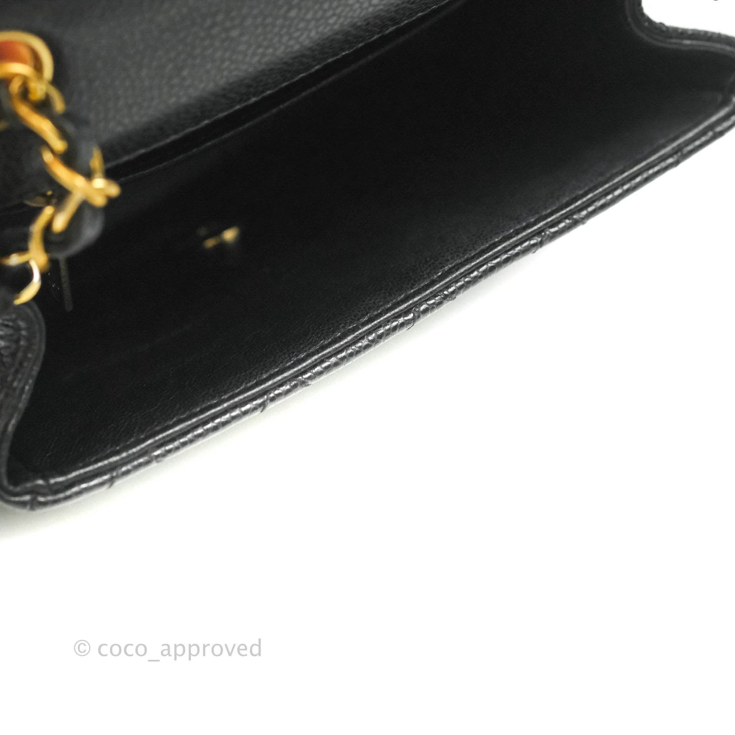 Chanel Quilted Mini Square Flap Bag Black Caviar Aged Gold Hardware