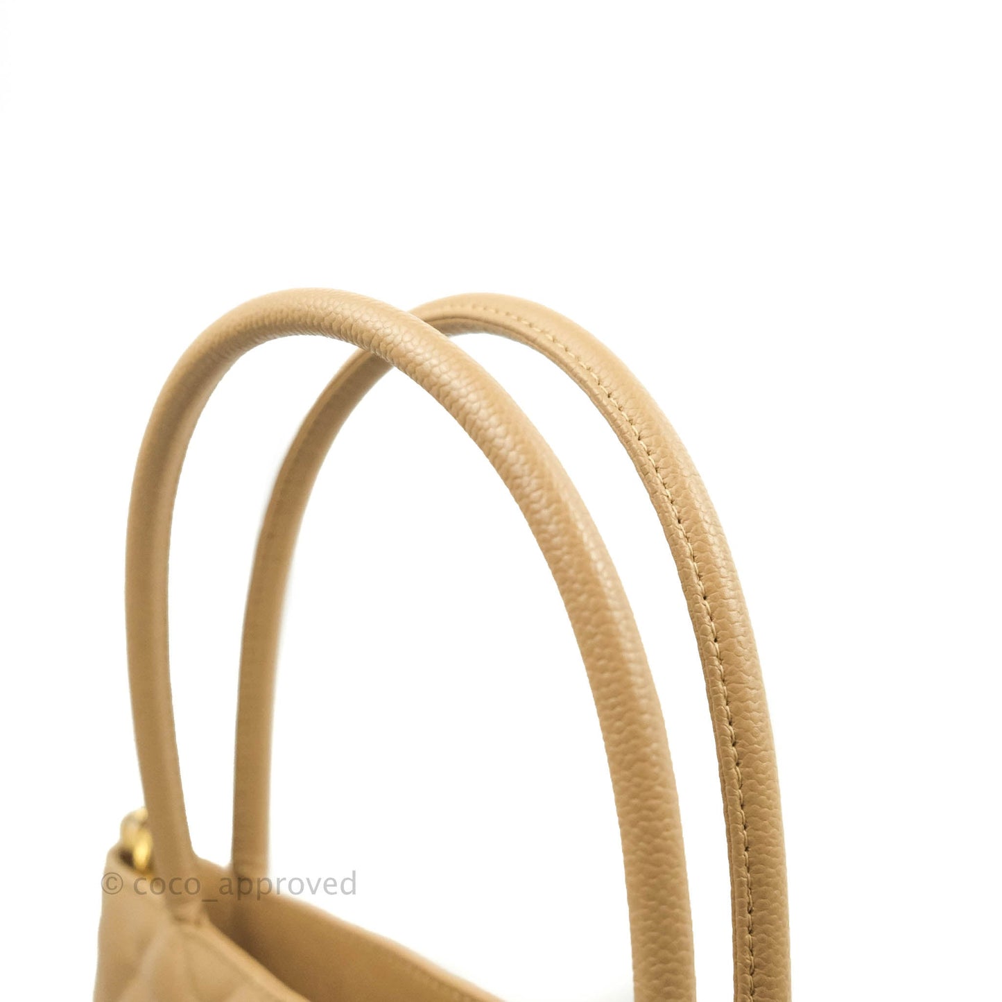 Chanel Vintage CC Dark Beige Caviar Tote Bag Gold Hardware
