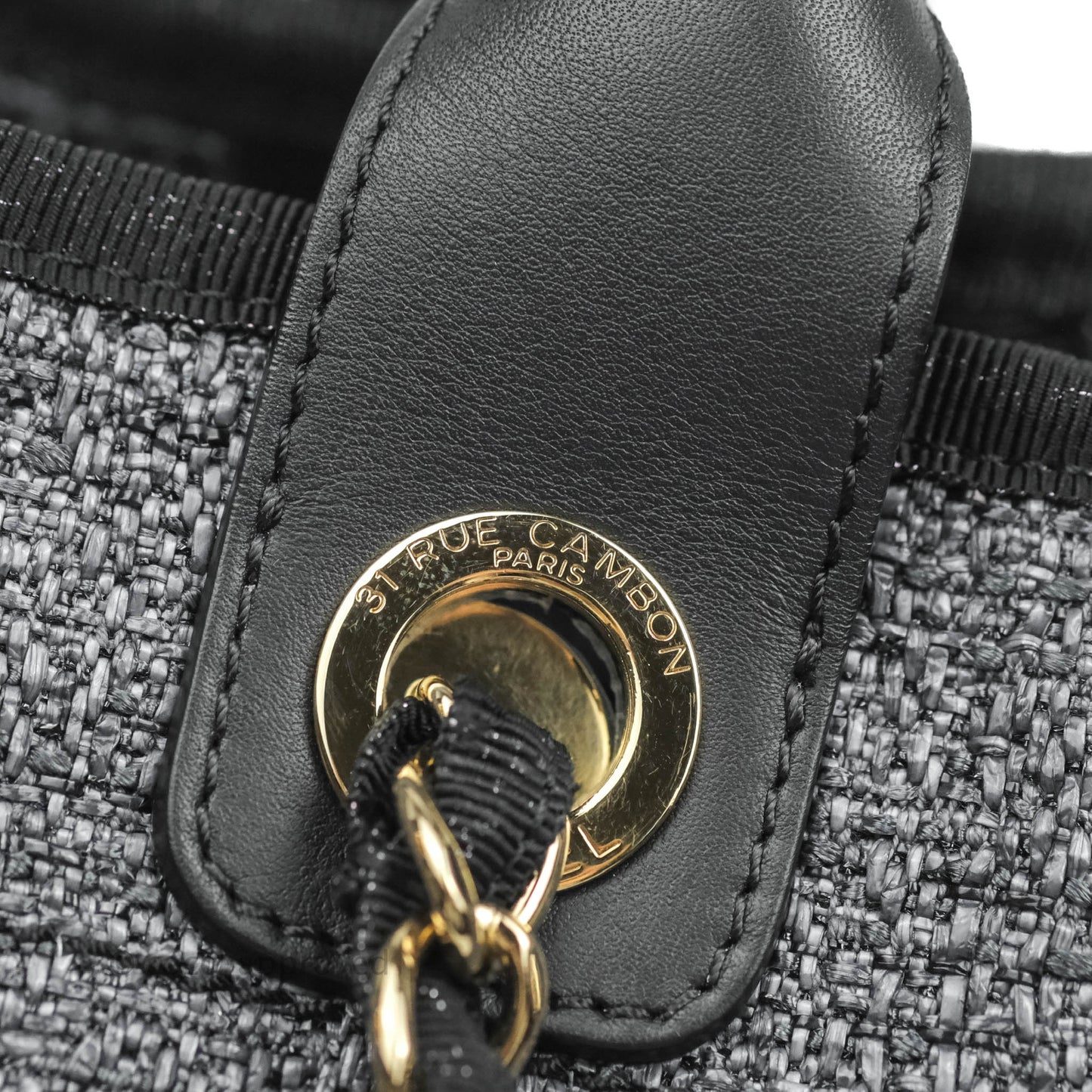Chanel Deauville Charcoal Grey Canvas Gold Hardware