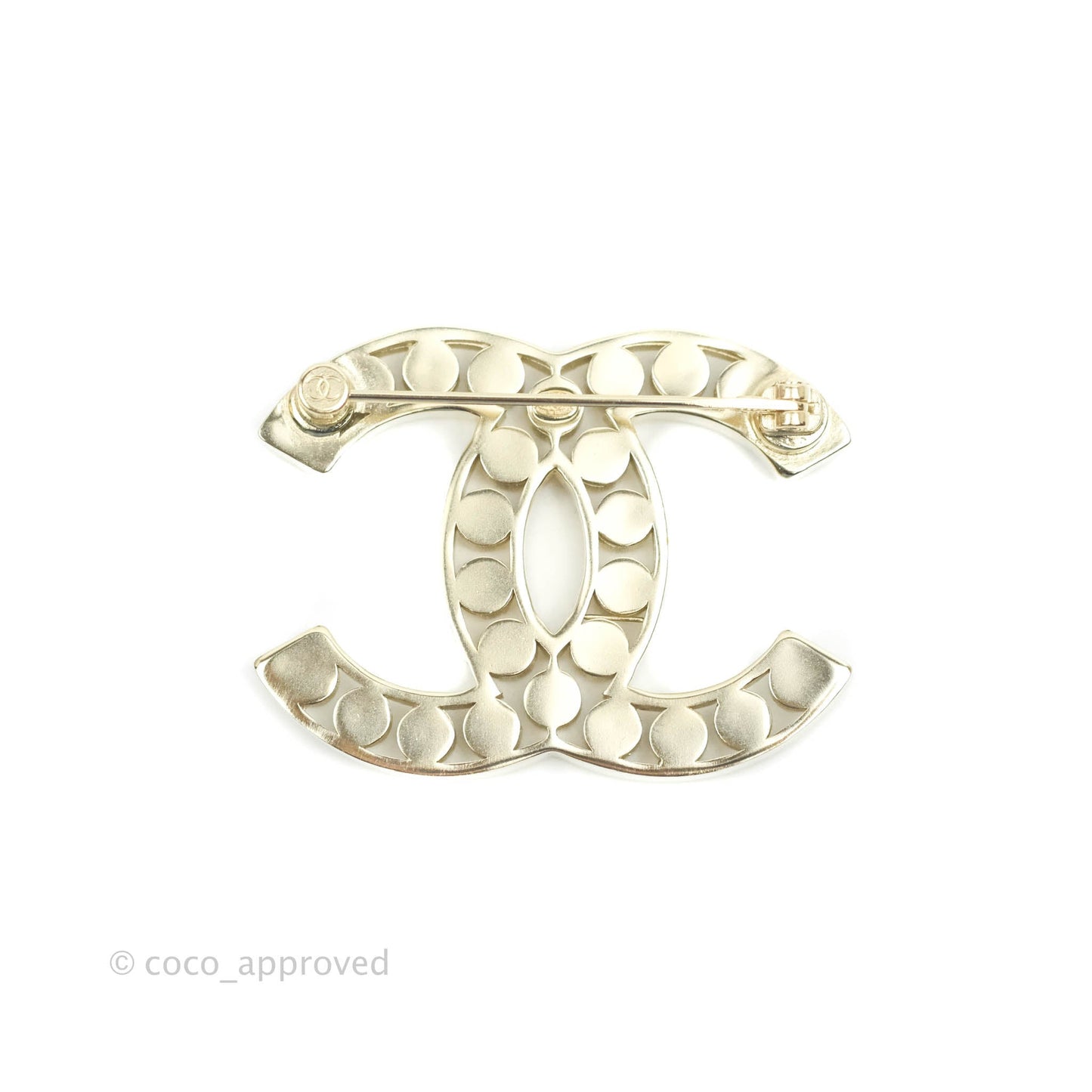 Chanel CC Crystal Brooch Gold Tone 21P