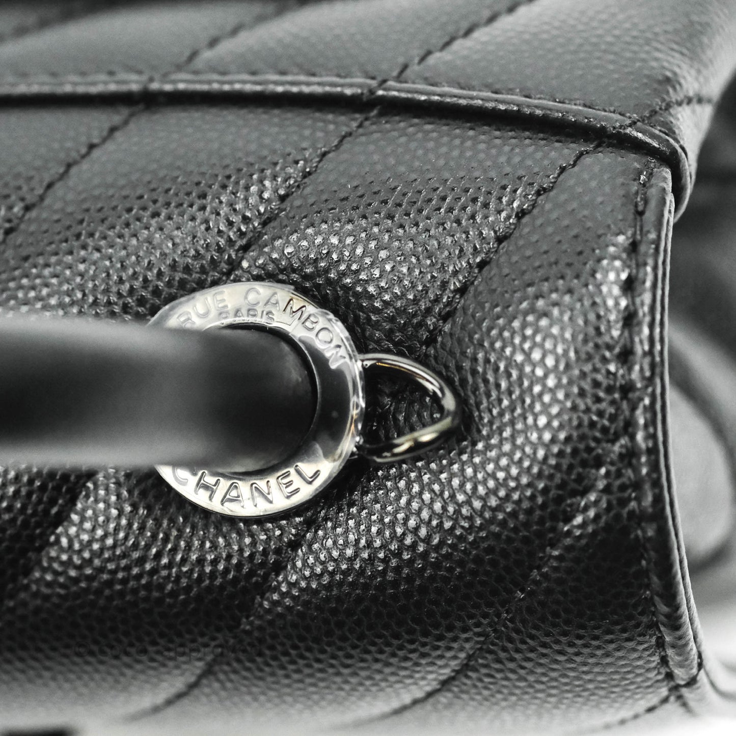 Chanel Extra Mini Chevron Coco Handle Bag So Black Caviar