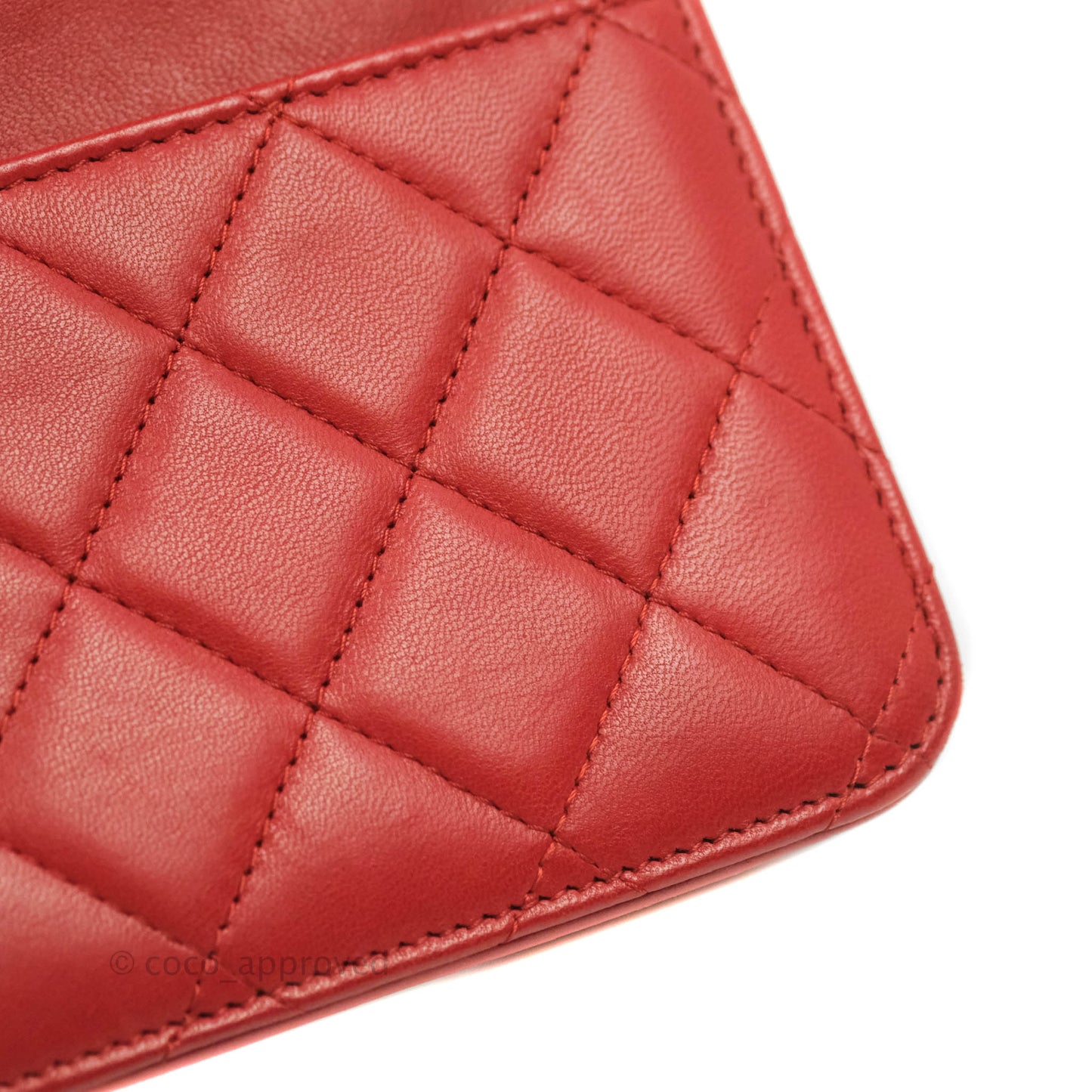 Chanel Quilted Wallet on Chain WOC Red Lambskin Silver Hardware