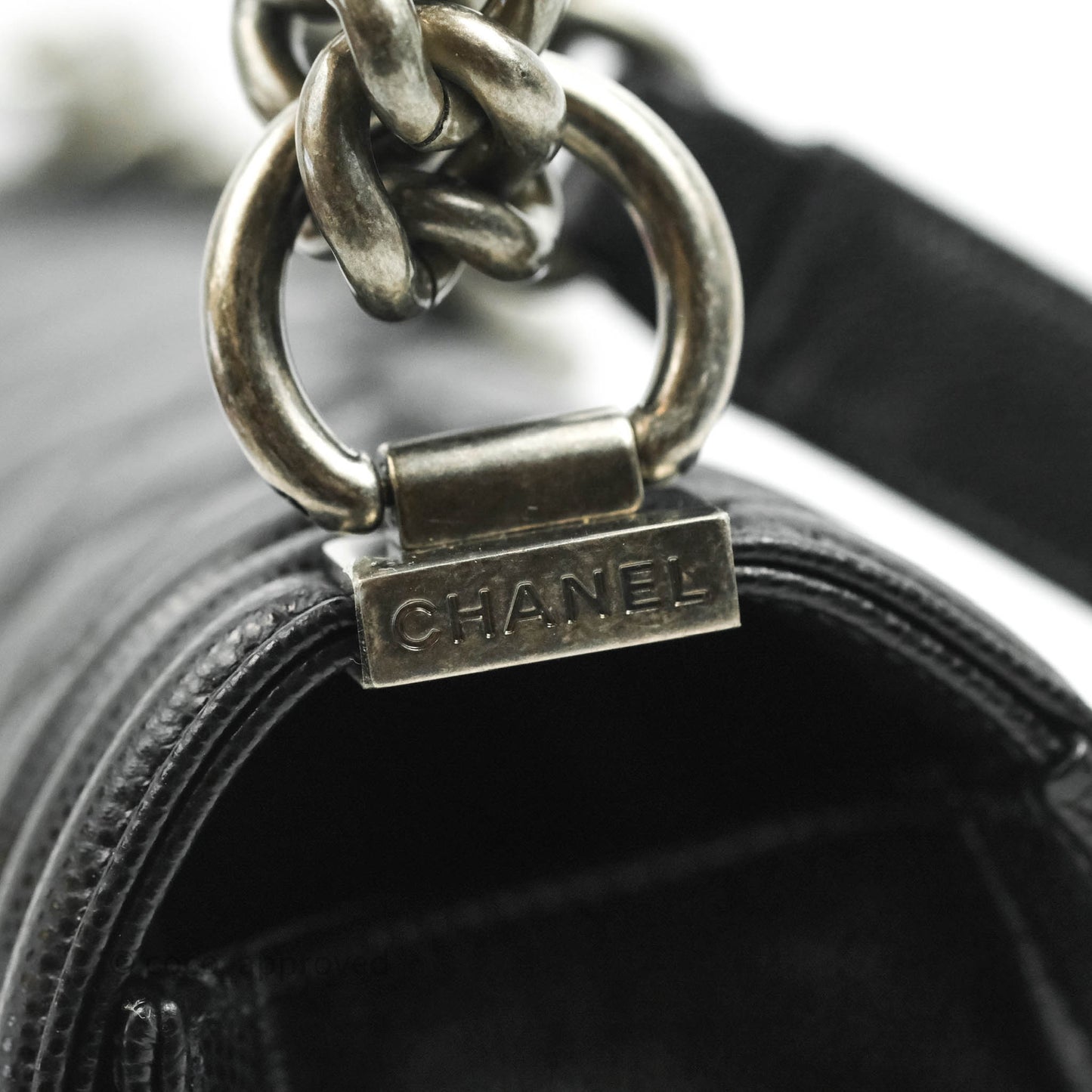 Chanel Quilted Medium Boy Bag Black Caviar Ruthenium Hardware
