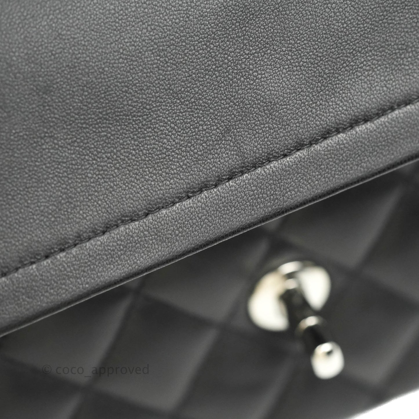 Chanel Classic M/L Medium Double Flap Black Lambskin Silver Hardware