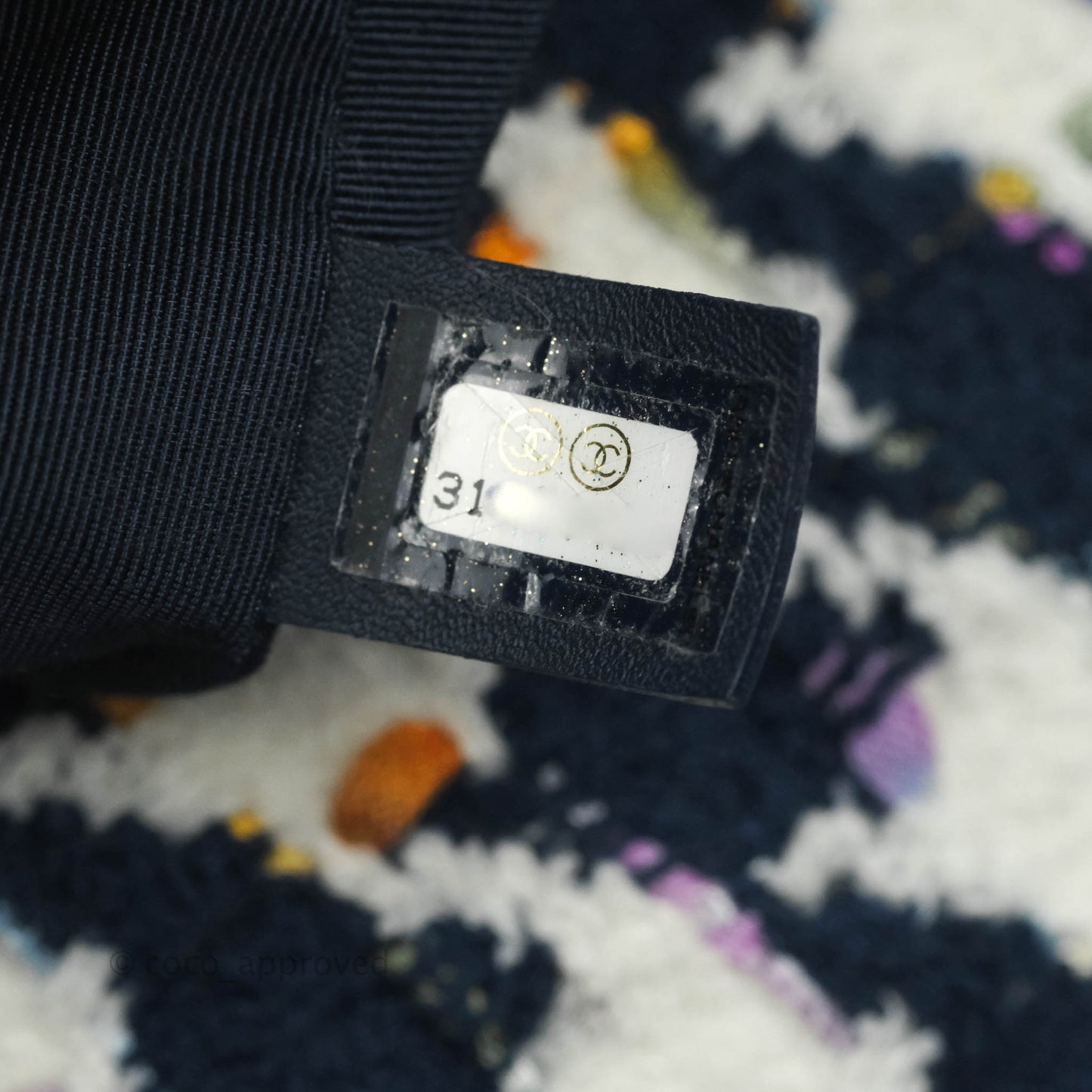 Chanel 19 Small Quilted Houndstooth Tweed Blue White Mixed Hardware