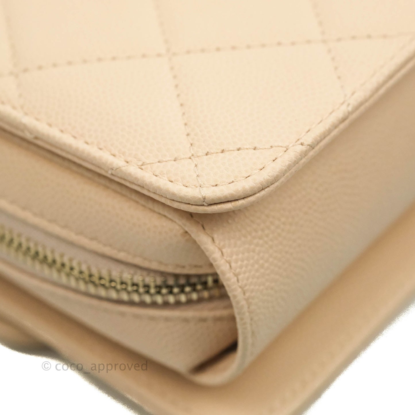 Chanel Quilted Small Like The Wallet Flap Light Beige Caviar Light Gold Hardware 22C