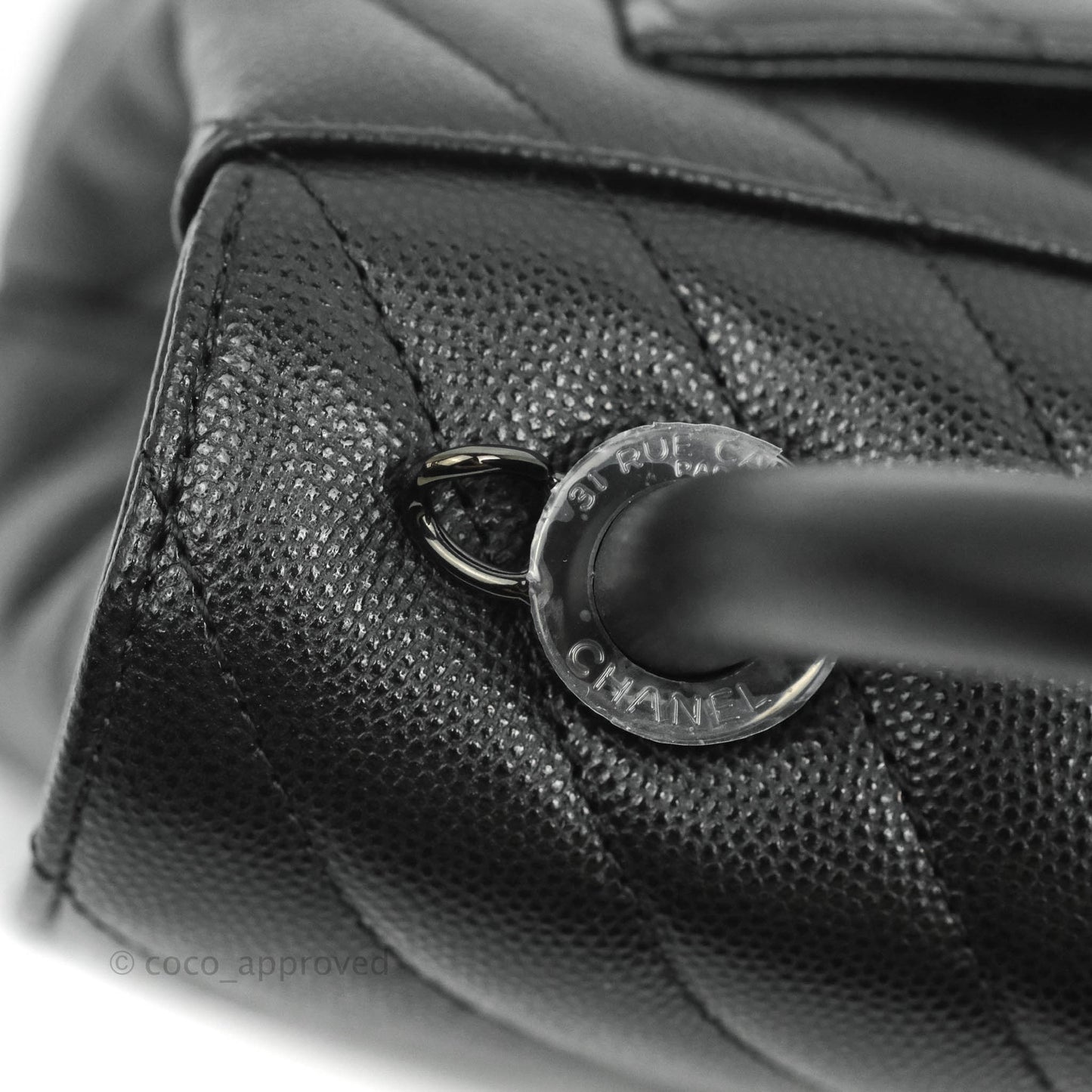 Chanel Extra Mini Chevron Coco Handle Bag So Black Caviar