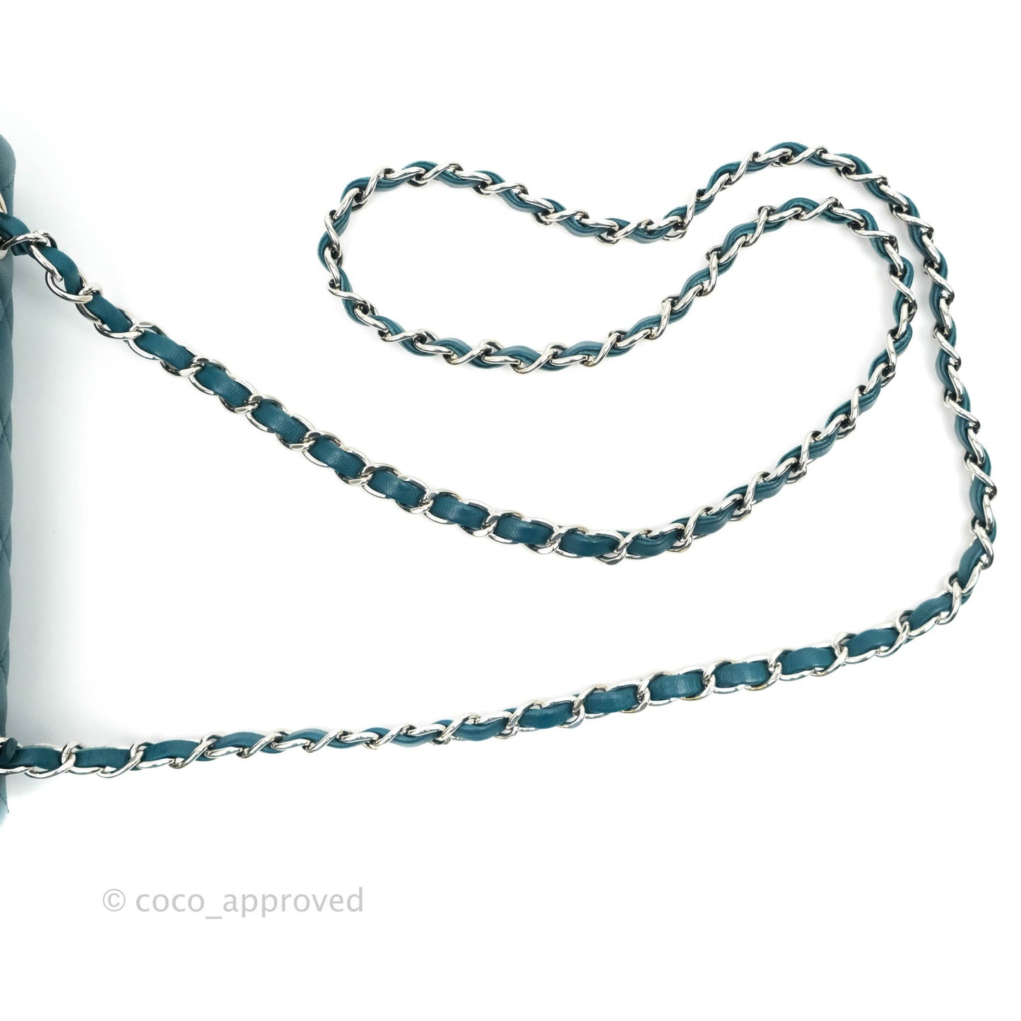 Chanel Classic Mini Rectangular Flap Teal Lambskin Silver Hardware
