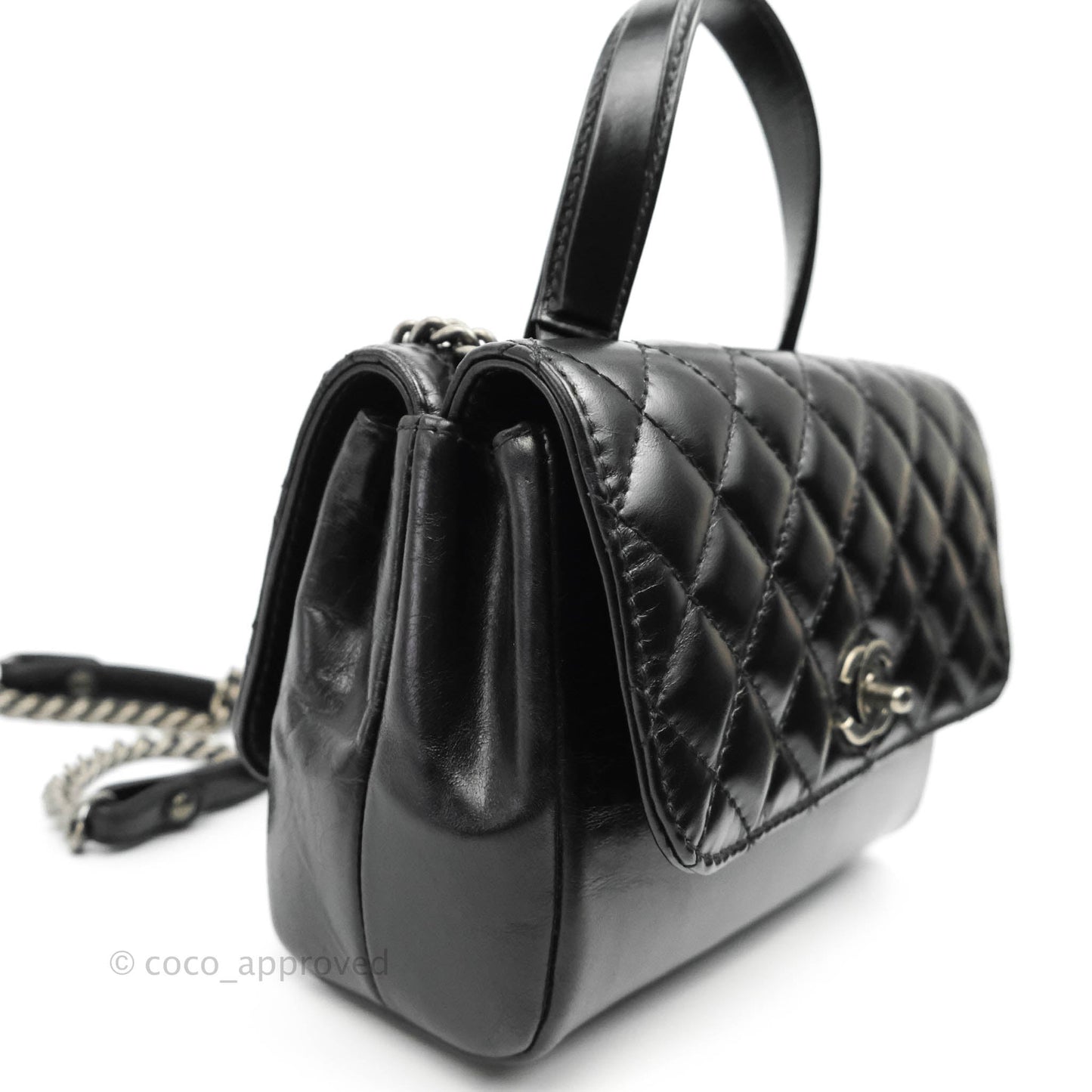 Chanel Quilted Double Sided Flap Black Aged Calfskin Ruthenium Hardware