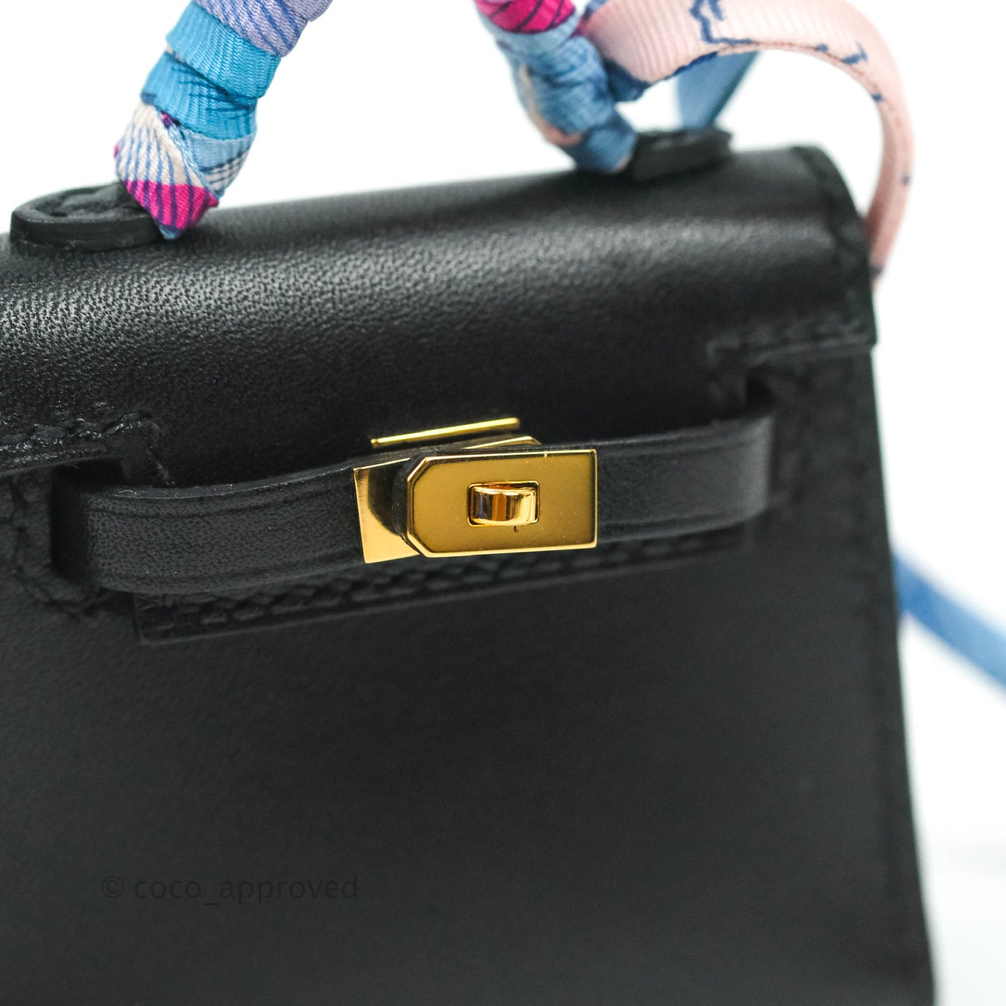 Hermès Kelly Twilly Around Bag Charm Black Tadelakt Gold Hardware