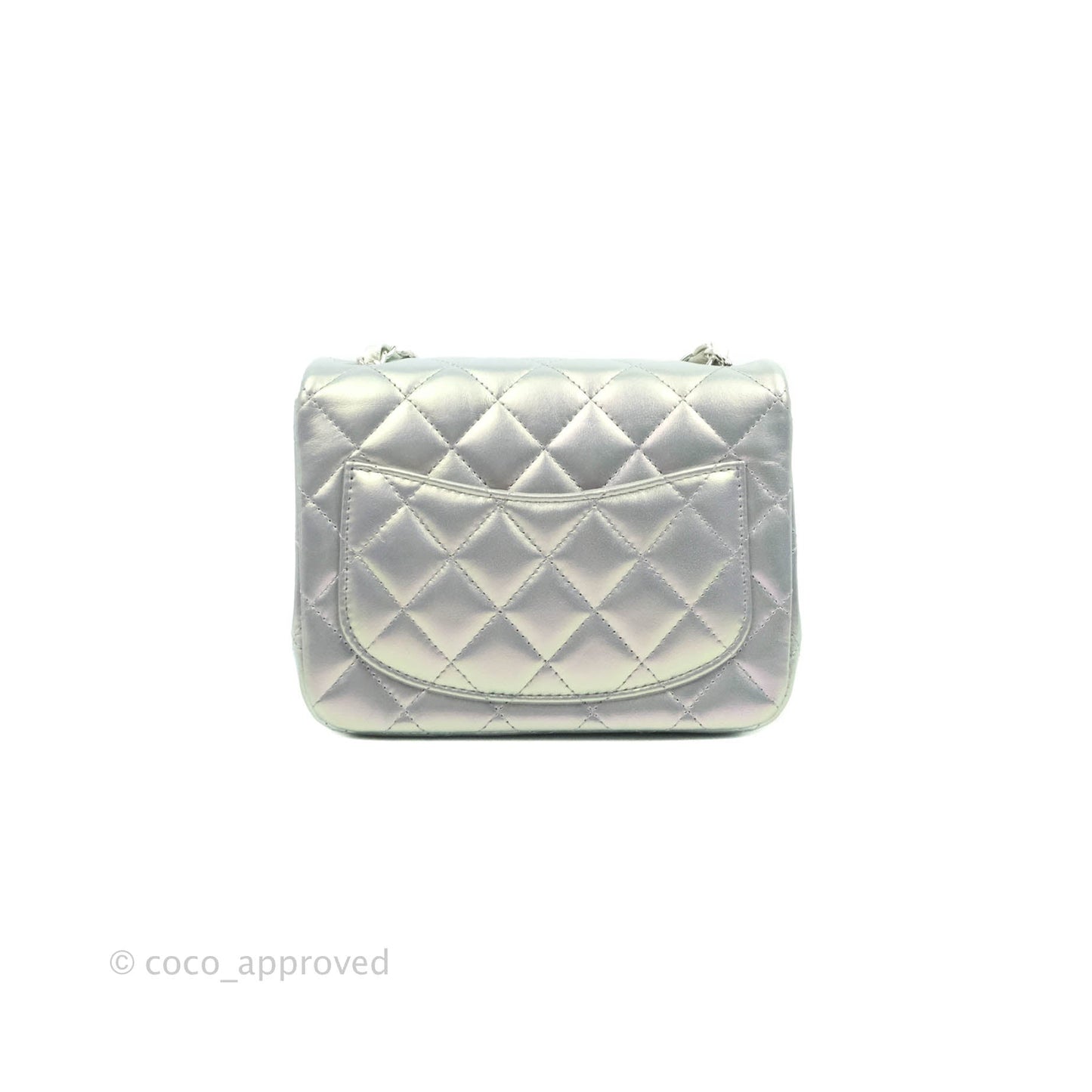 Chanel Mini Square Quilted Iridescent Lilac Silver Hardware 21K