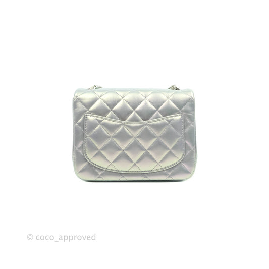 Chanel Mini Square Quilted Iridescent Lilac Silver Hardware 21K