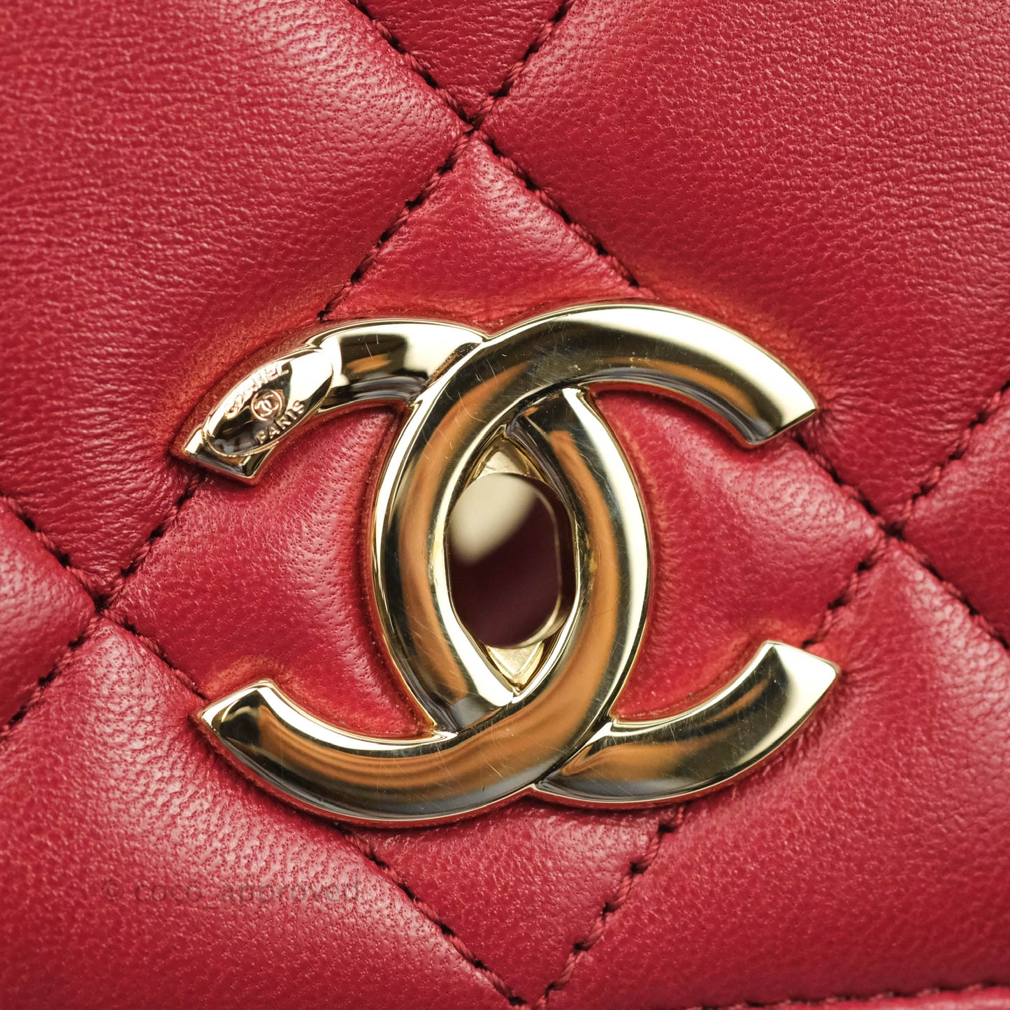 Chanel Small Quilted Trendy CC Red Lambskin Gold Hardware